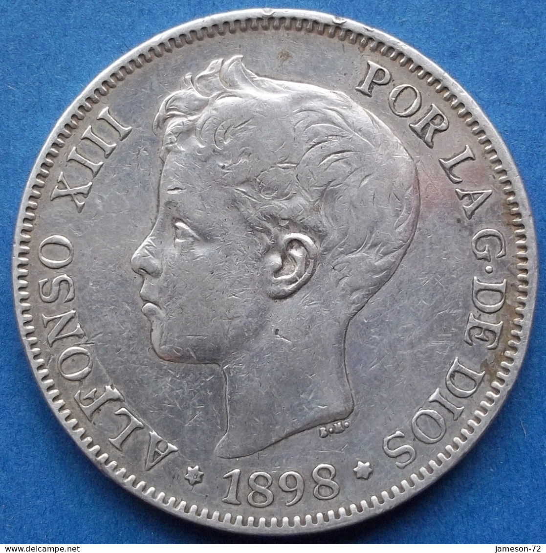 SPAIN - Silver 5 Pesetas 1898 *18 SG V KM# 707 Alfonso XIII (1886-1931) - Edelweiss Coins - First Minting