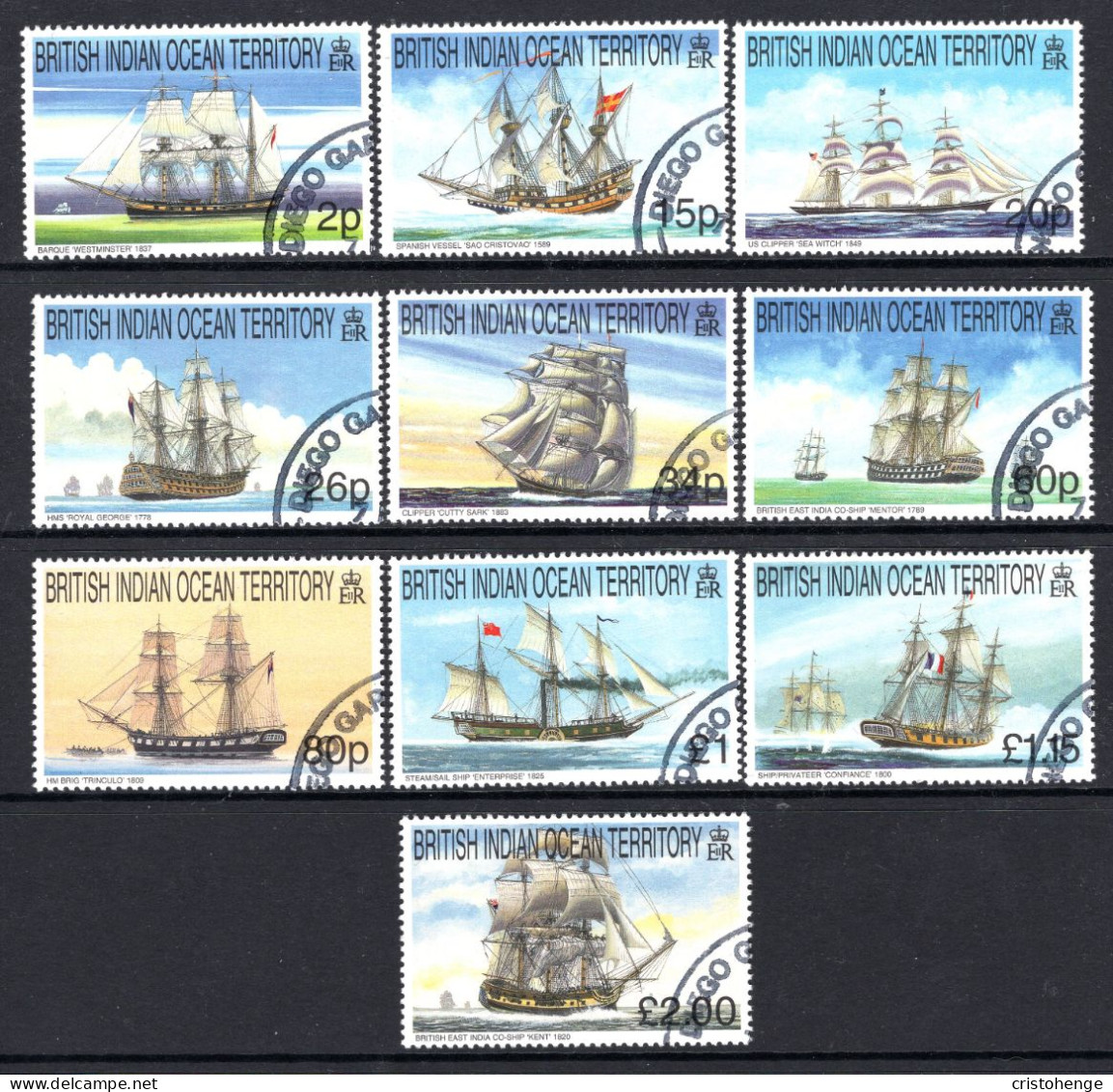 British Indian Ocean Territory, BIOT 1999 Ships Set CTO Used (SG 224-233) - British Indian Ocean Territory (BIOT)