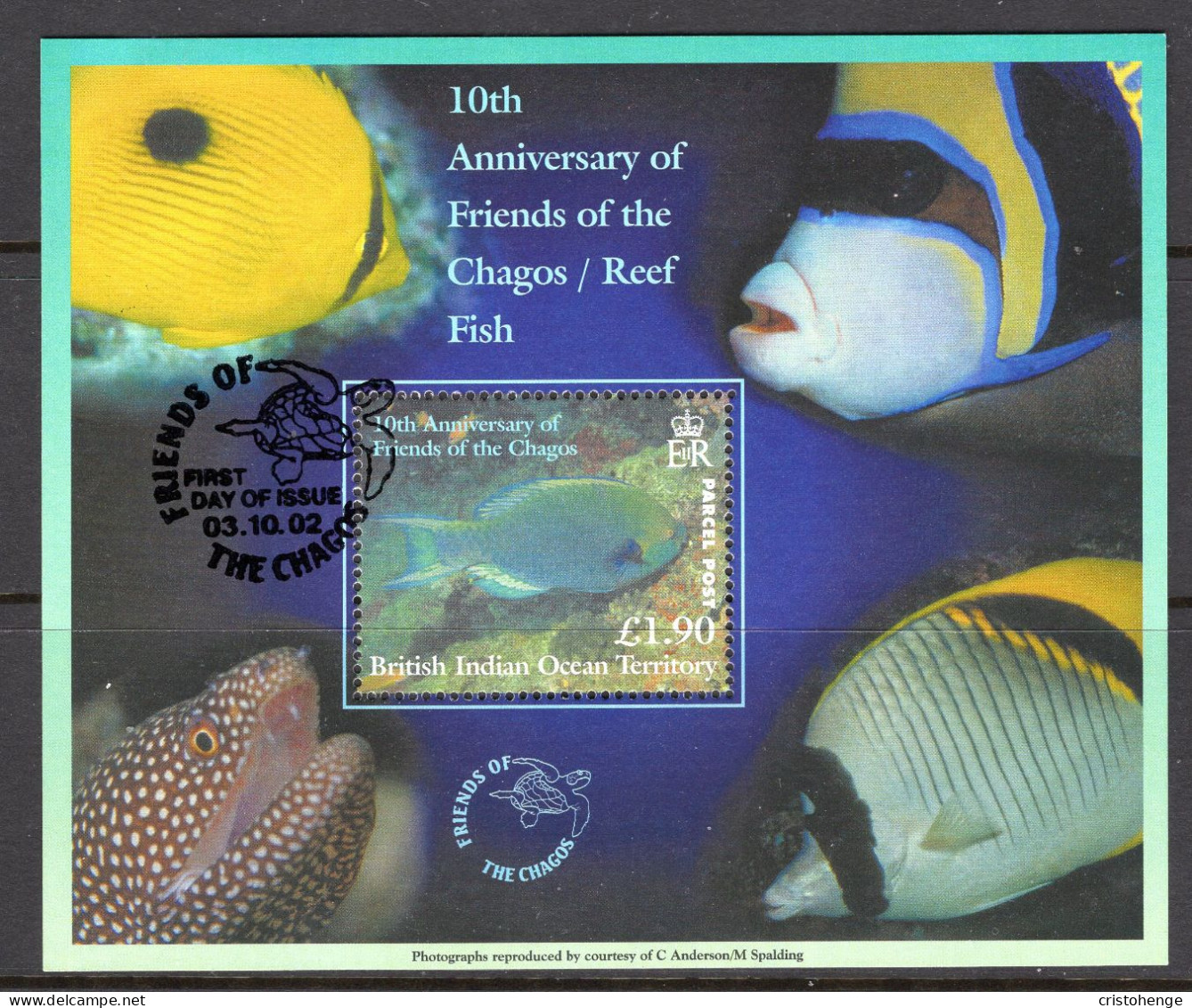 British Indian Ocean Territory, BIOT 2002 Parcel Post Stamp - Parrotfish - MS CTO Used (SG PMS1) - British Indian Ocean Territory (BIOT)