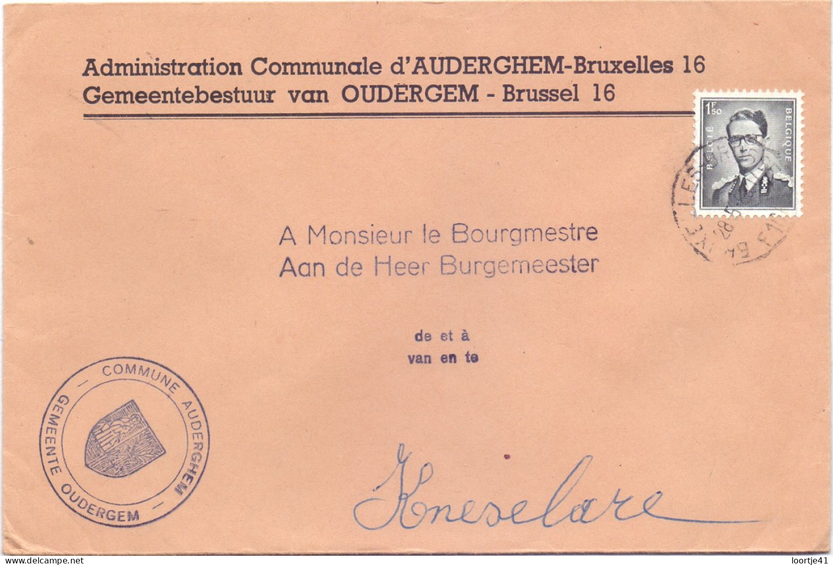 Omslag Enveloppe - Gemeentebestuur Oudergem - Auderghem - Briefe
