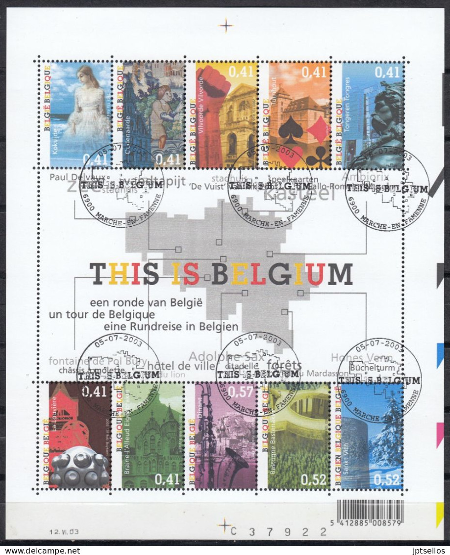 BELGIQUE 2003 Nº 3173/3182 EN BLOQUE USADO 1º DIA - Used Stamps