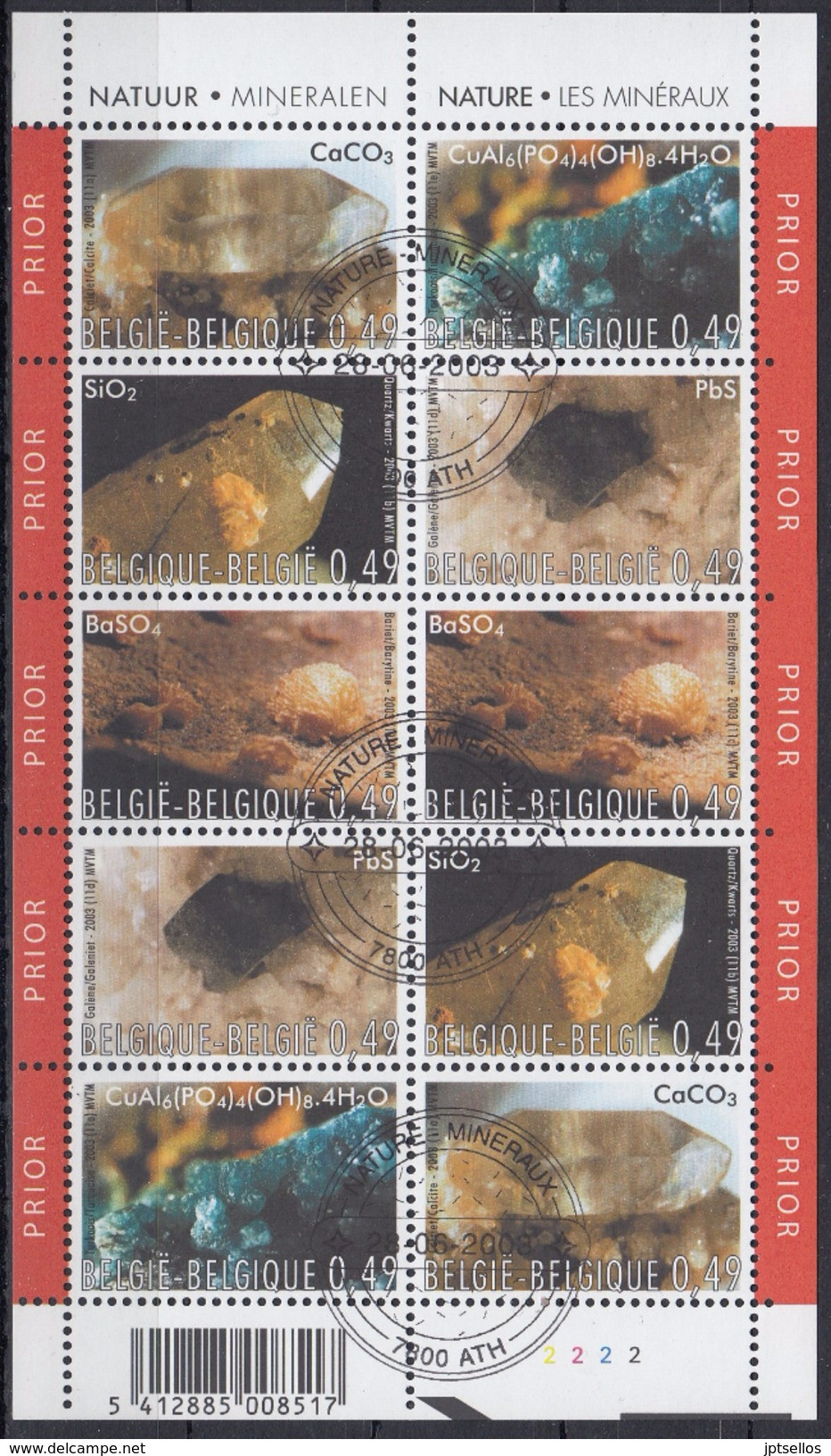 BELGIQUE 2003 Nº 3167/71 EN HB USADO 1º DIA - Used Stamps