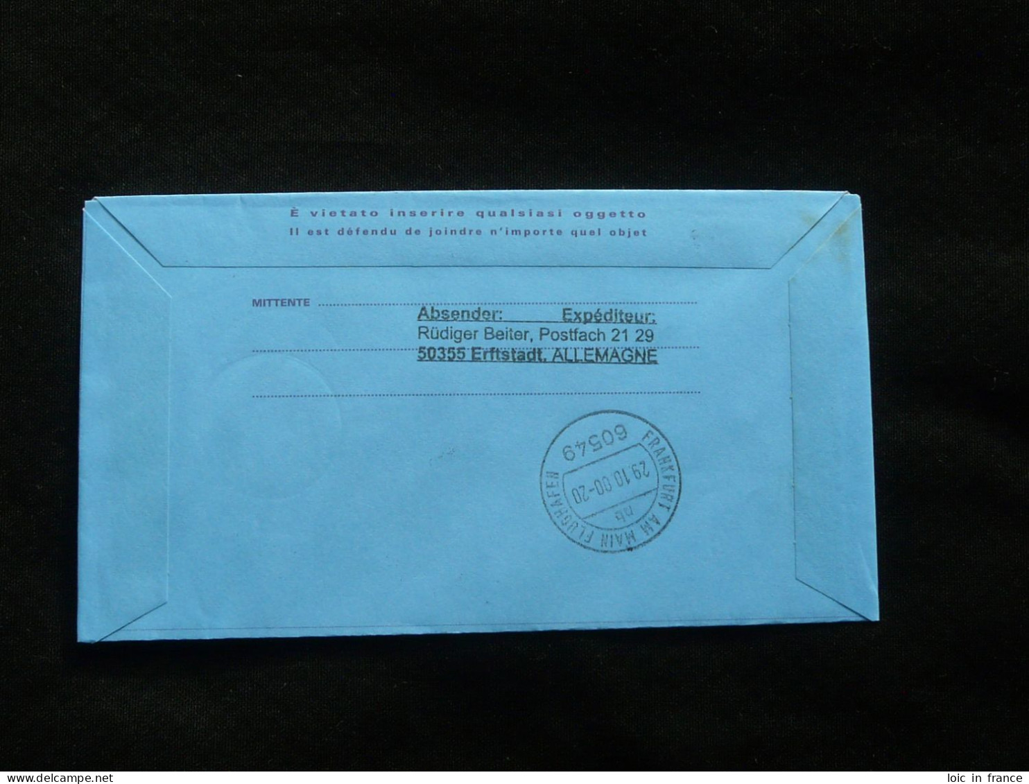 Lettre Premier Vol First Flight Cover Roma Frankfurt Lufthansa Aerogramme Vatican 2000 - Ganzsachen