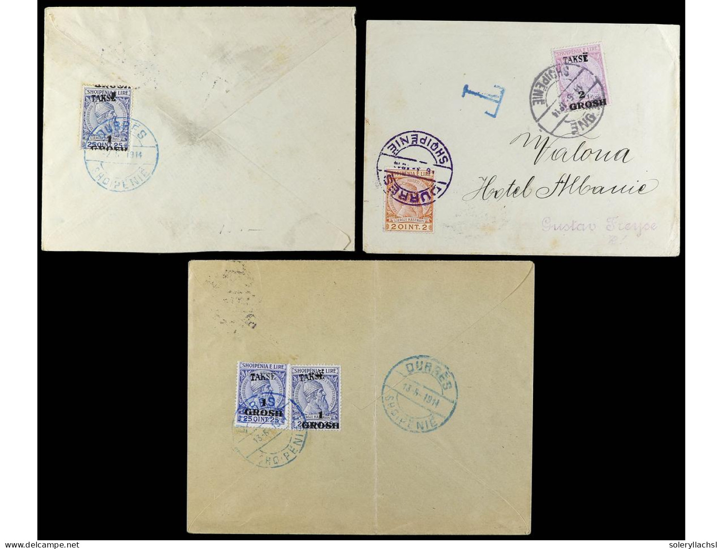 ALBANIA. 1911-16. 6 Covers With Postage Due Stamps. - Sonstige & Ohne Zuordnung