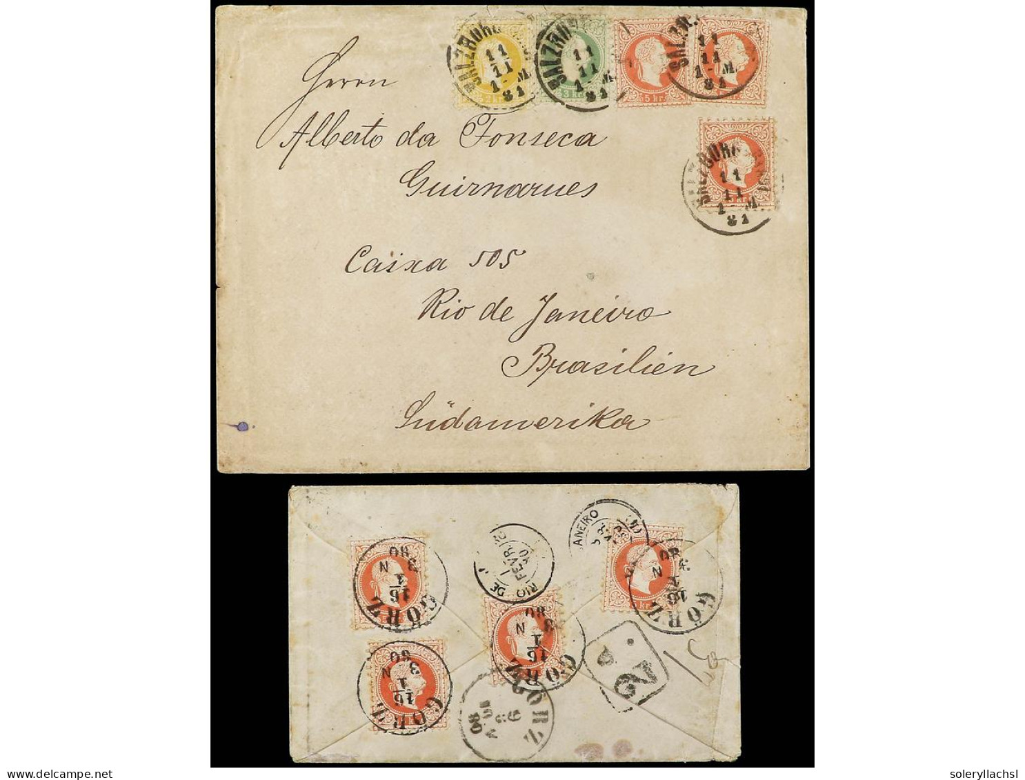 AUSTRIA. 1880-81. 2 Covers To BRAZIL. - Autres & Non Classés
