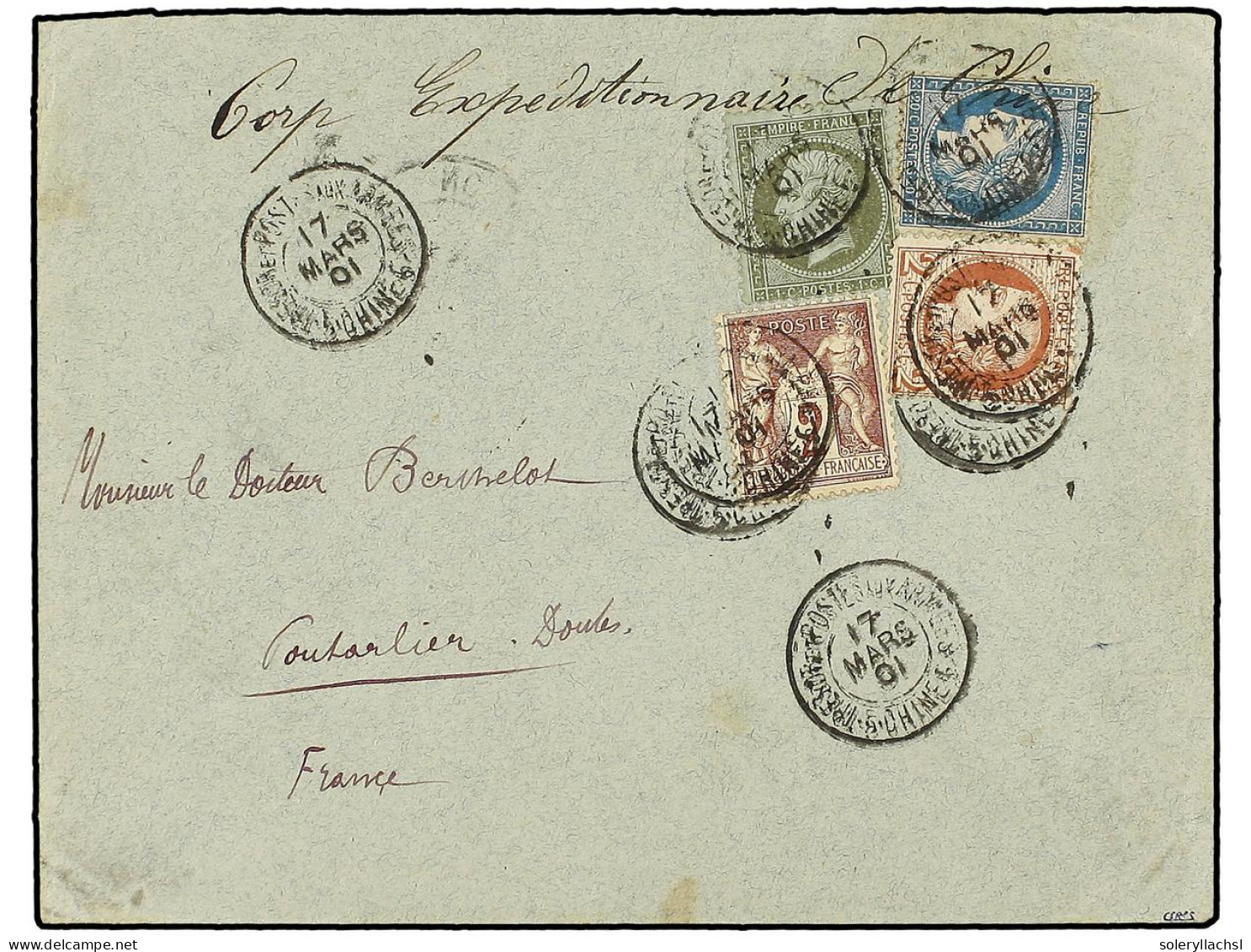 CHINA. 1901. CHINA To FRANCE. Envelope Franked With 1 Cts., 2 Cts. (2) And 20 Cts. French Stamp To Complete A Postage Of - Autres & Non Classés