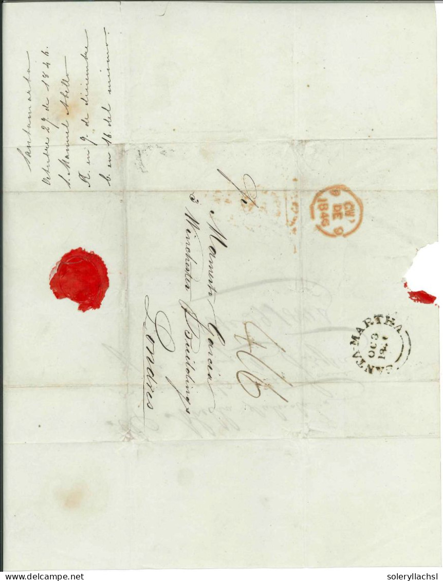 COLOMBIA. 1846. SANTA MARTA To LONDON. With Clear SANTA-MARTHA B.P.O. Cds. RARE. - Other & Unclassified