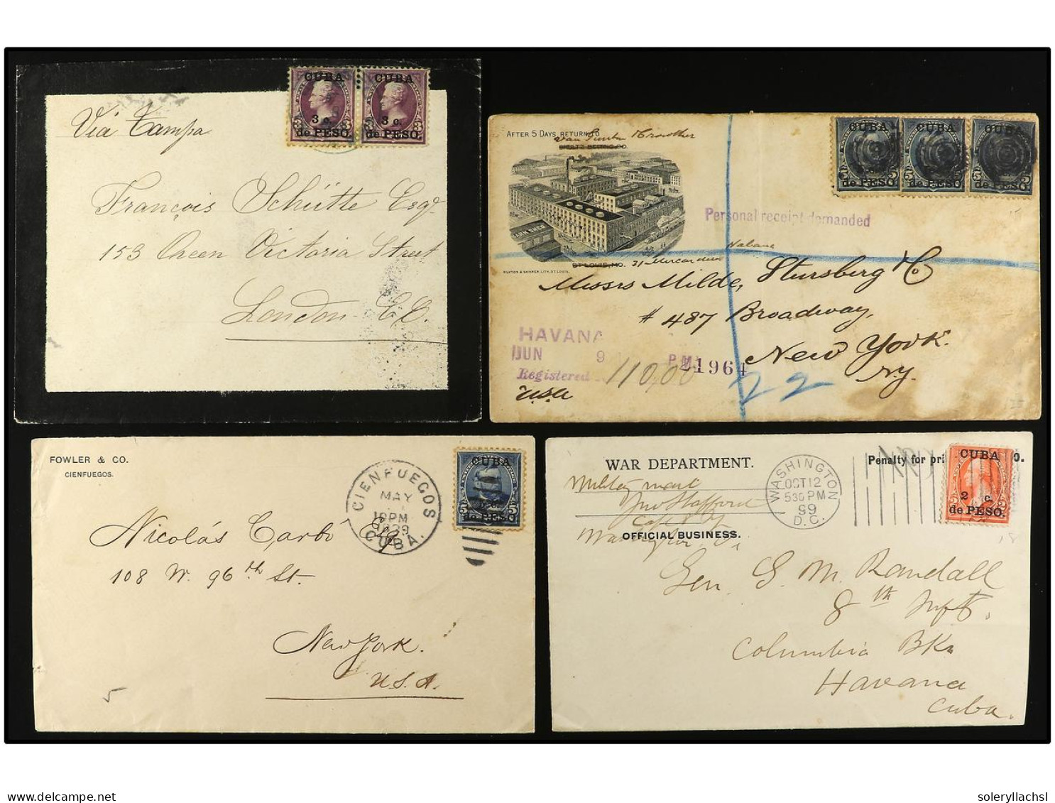 CUBA: OCUPACION ESTADOS UNIDOS. 1898-99. Conjunto De 11 Cartas (un Frontal) Con Diversos Franqueos Con Sellos U.S. Habil - Autres & Non Classés