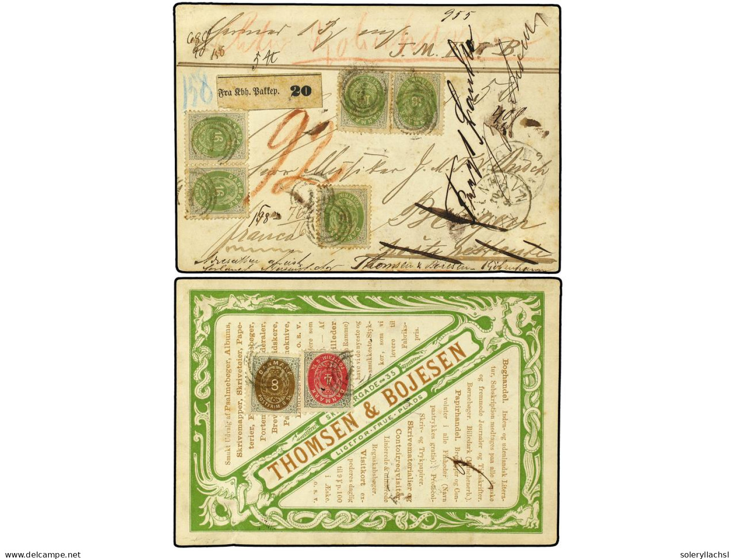 DINAMARCA. 1874. COPENAGUE A BERGEN (Noruega). TARJETA DE PUBLICIDAD Circulada Por Correo Certificado Con Franqueo En An - Andere & Zonder Classificatie