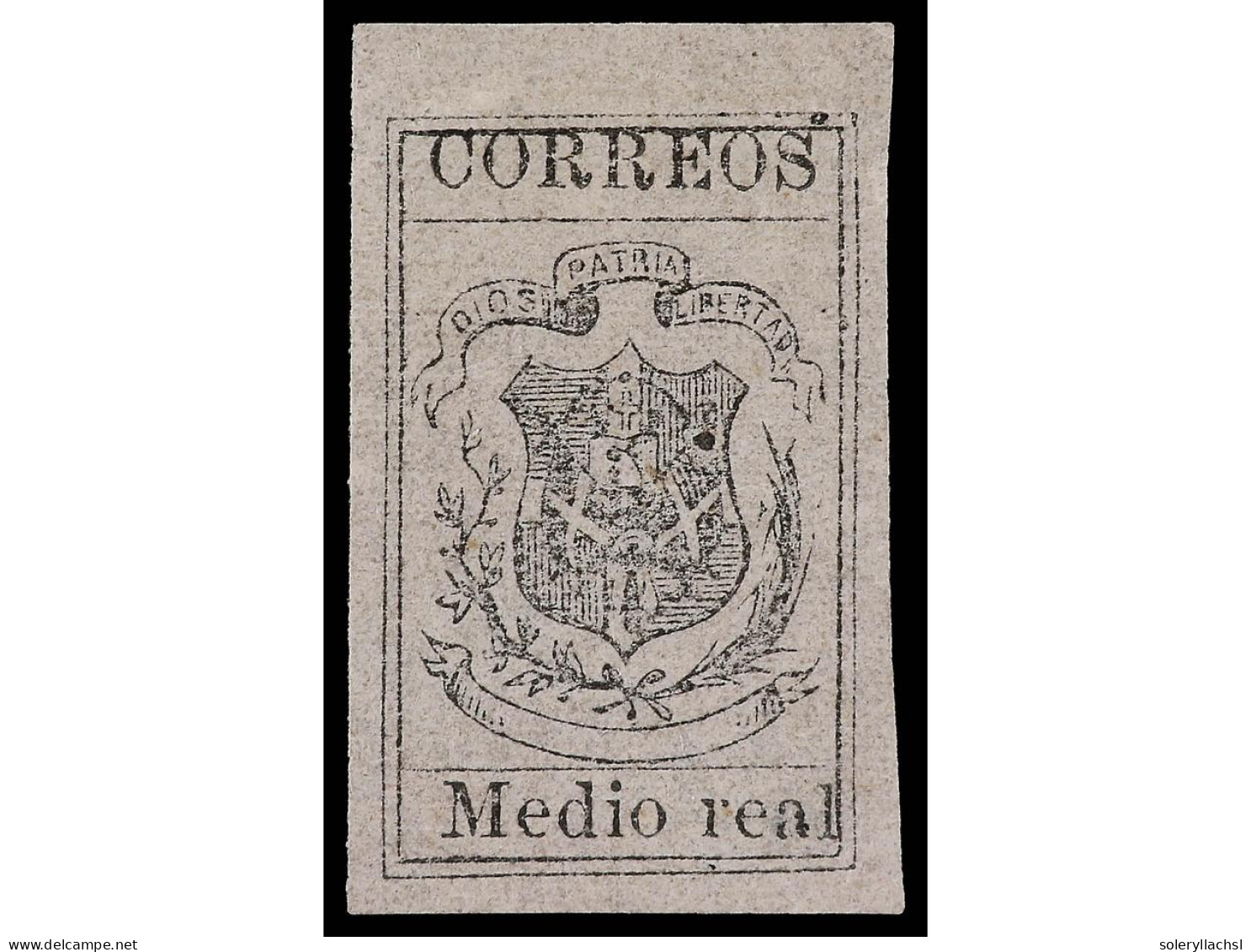 (*) REPUBLICA DOMINICANA. 1867-71. 1/2 Real Negro S. Rosa. Muy Bonito Ejemplar. Sc.13. - Autres & Non Classés