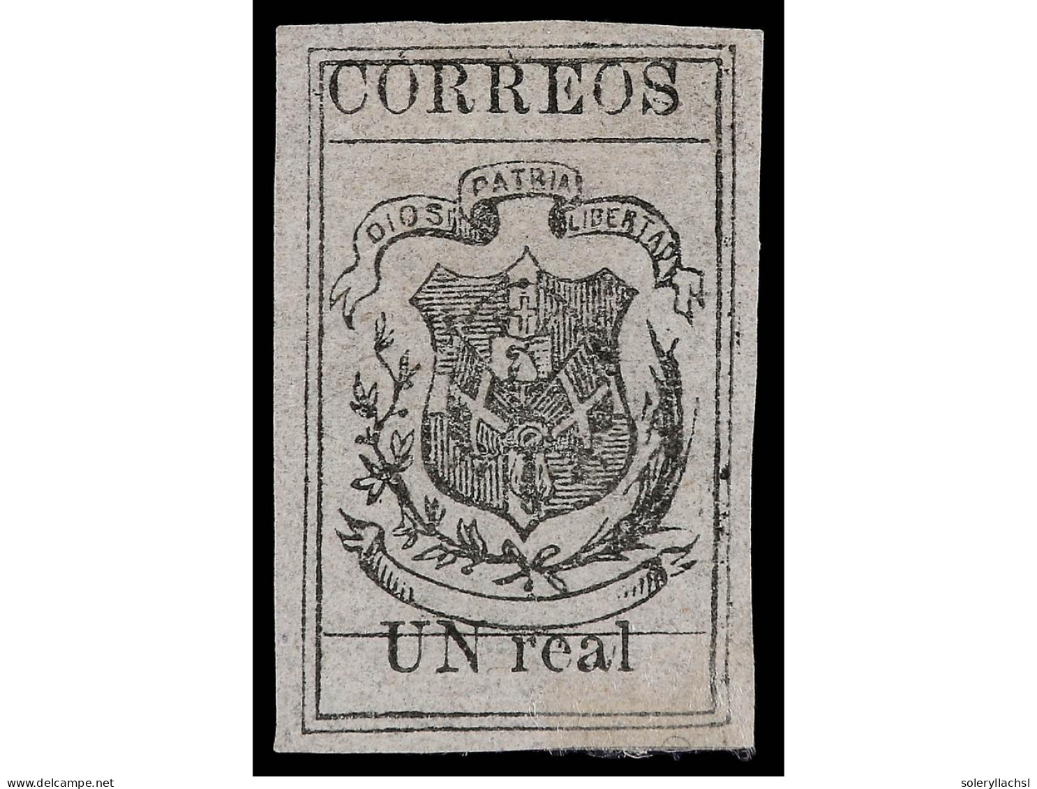 (*) REPUBLICA DOMINICANA. 1867-71. 1 Real Negro S. Rosa. Muy Bonito Ejejmplar. Sc.24. - Other & Unclassified