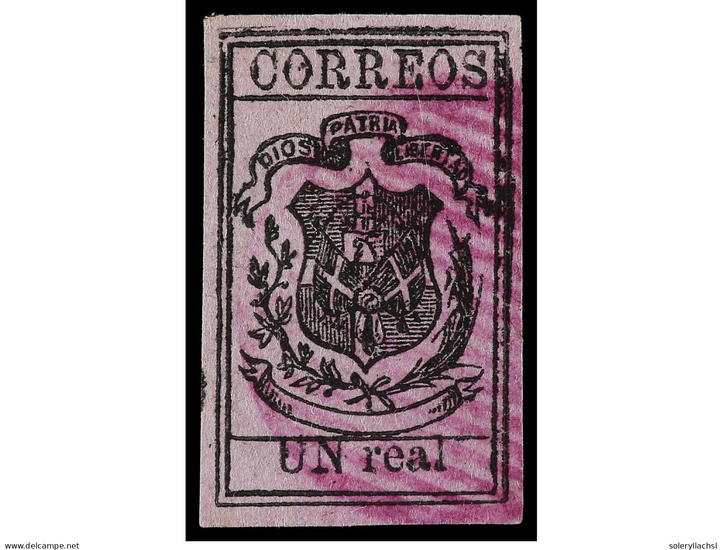 ° REPUBLICA DOMINICANA. 1870-73. 1 Real Negro S. Violeta. Nueve Sellos En Usado, Mat. En Violeta. Sc.30 (9). - Sonstige & Ohne Zuordnung