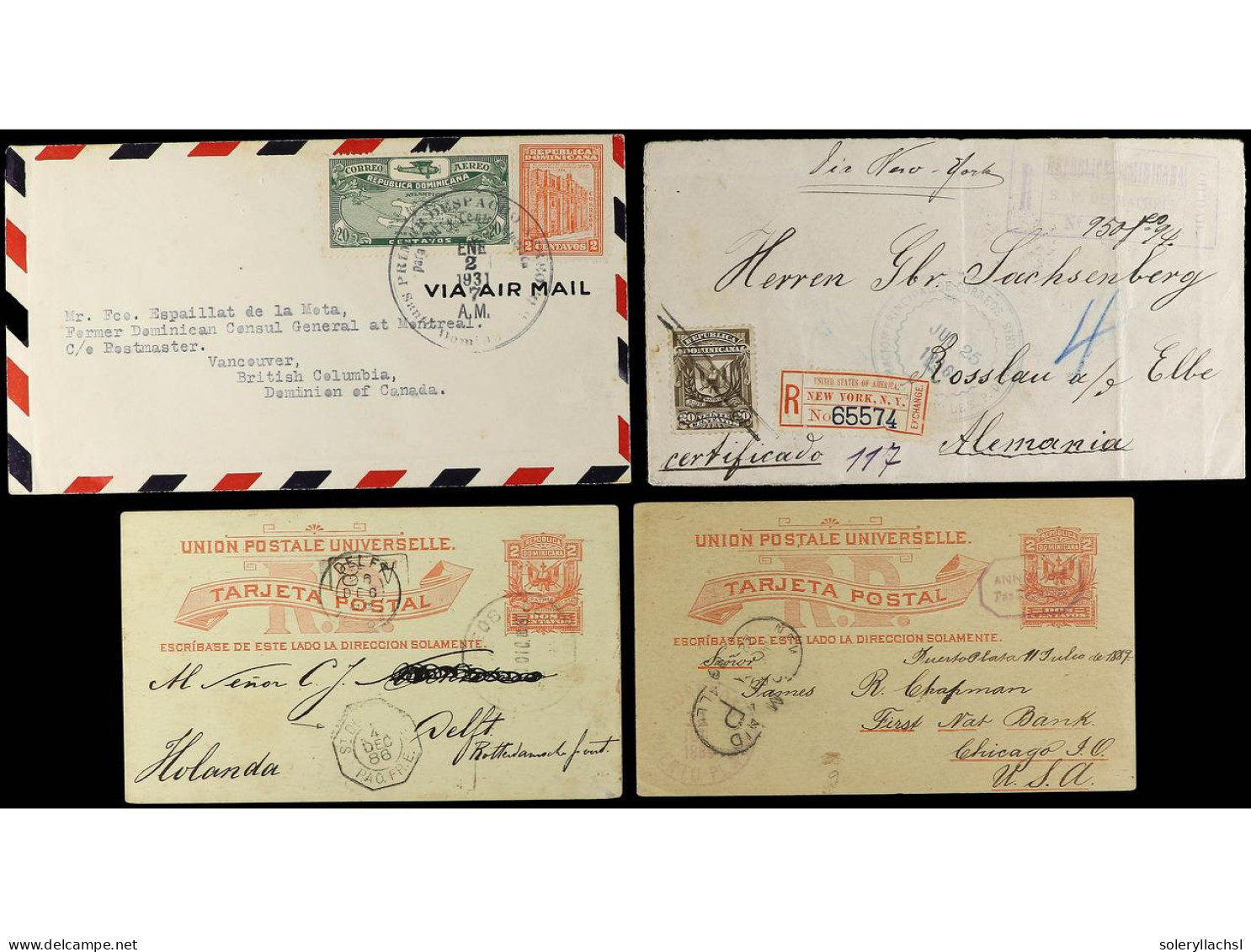 REPUBLICA DOMINICANA. 1886-1930. Lot Of 4 Covers And Cards. - Otros & Sin Clasificación