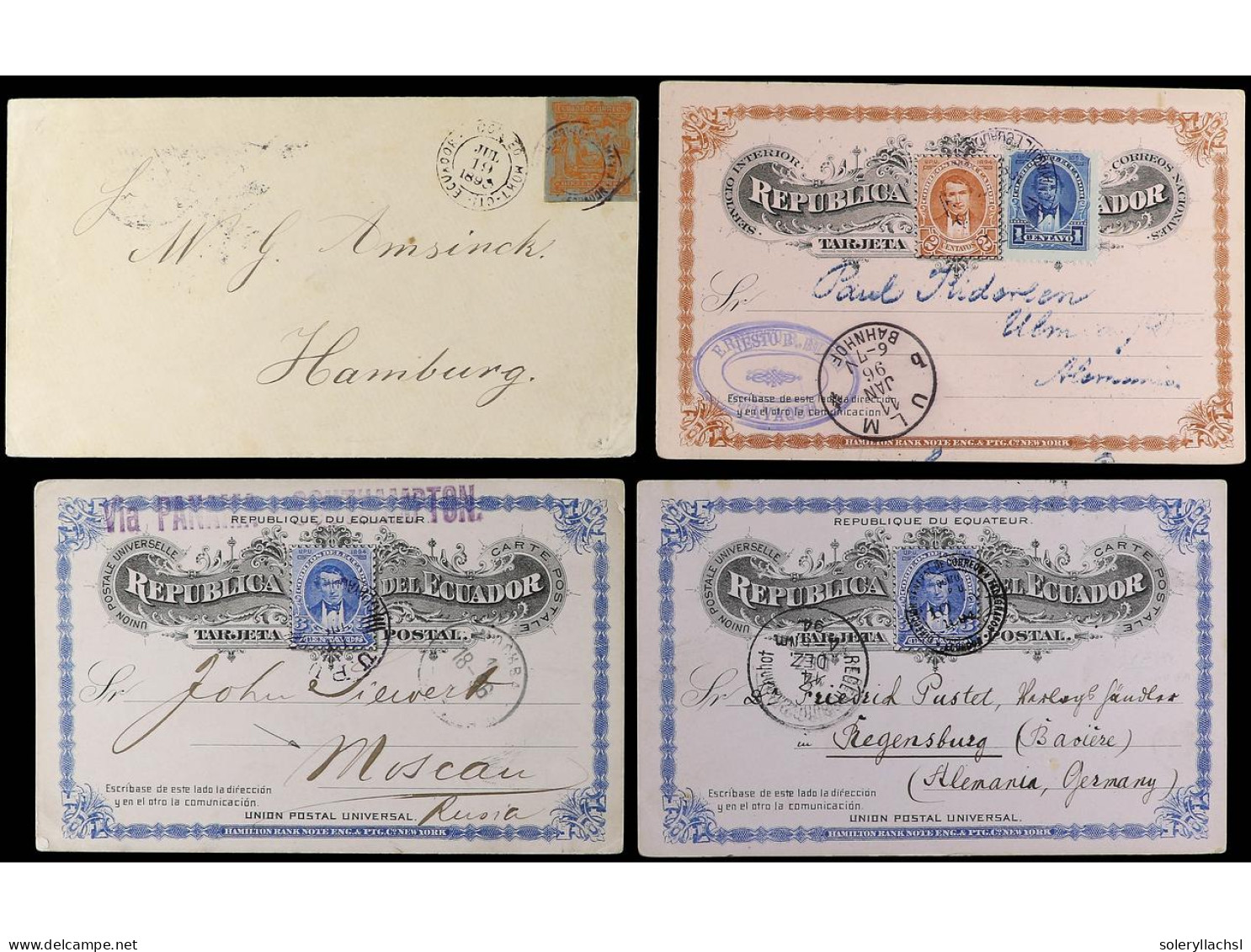 ECUADOR. 1890-1930. Lot Of 15 Covers And Cards With Diverse Frankings. - Sonstige & Ohne Zuordnung
