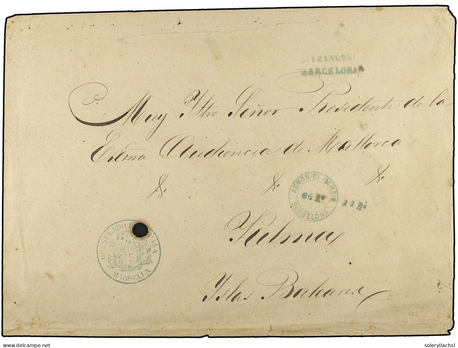 EGIPTO. 1869. Sobre Con Lacrador Al Dorso CONSULADO ESPAÑOL EN EGIPTO Circulado Por Correo Diplomatico Via El CONSULADO  - Other & Unclassified