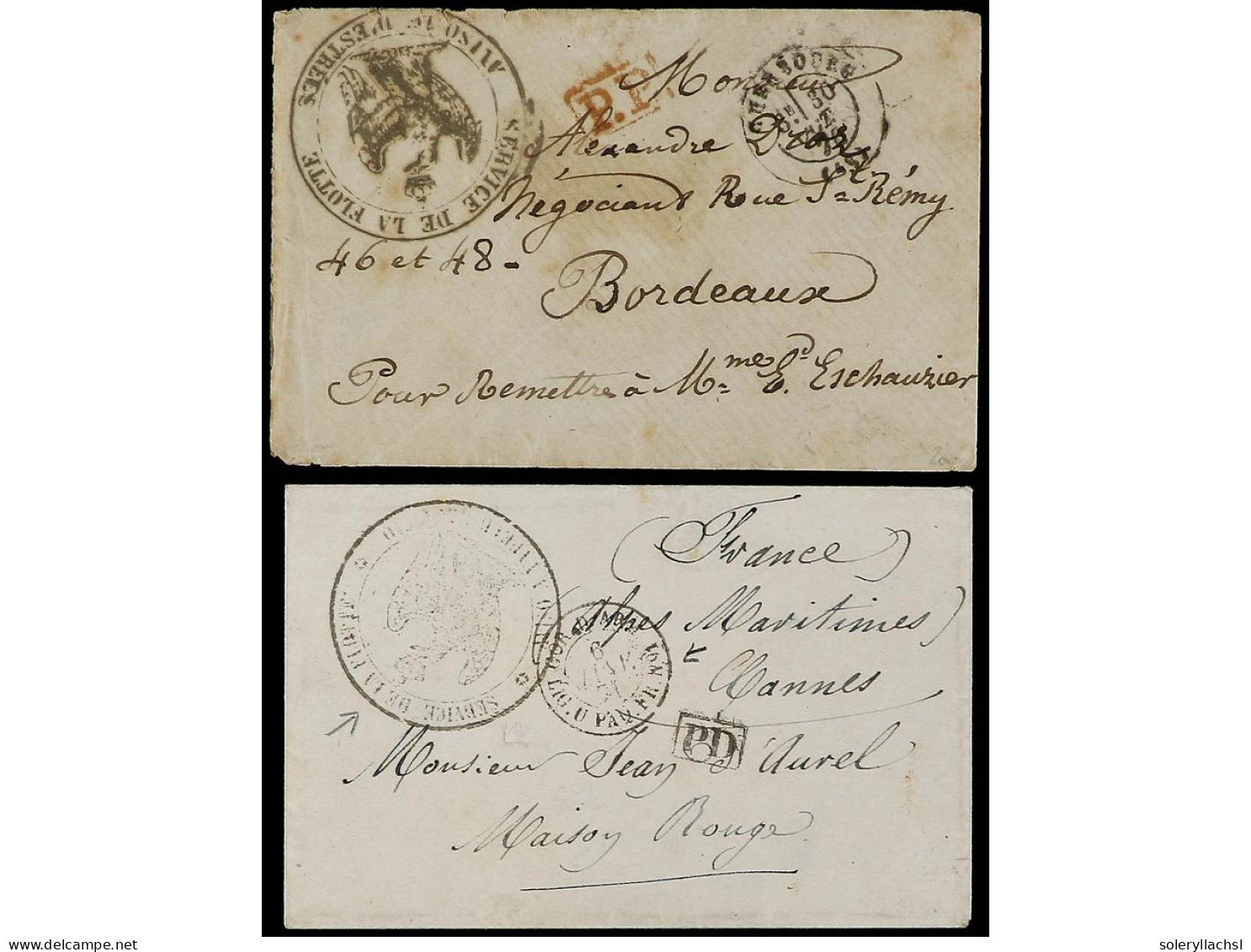 FRANCIA. 1870-71. FRANCO PRUSSIAN WAR. 2 Covers With SERVICE DE LA FLOTTE / AVISO A VAPEUR AJACCIO And AVISO D'ESTREES. - Andere & Zonder Classificatie