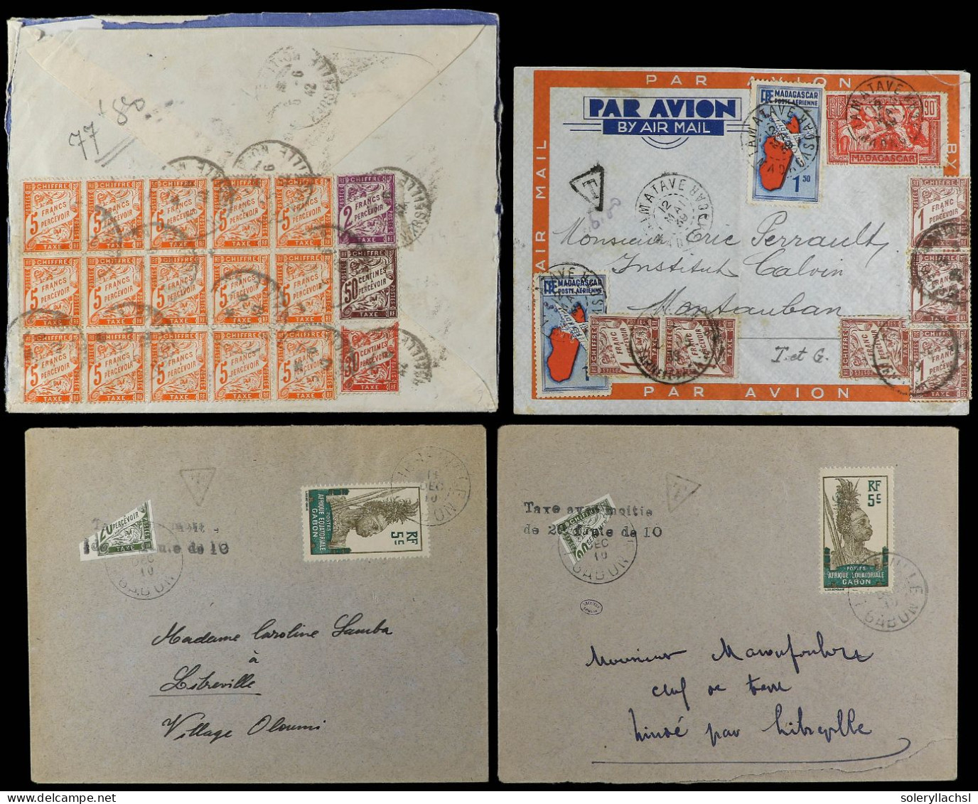 FRANCIA. 1910-50. FRENCH COLONIES. Lot Of 12 Covers With Postage Due Stamps. - Andere & Zonder Classificatie