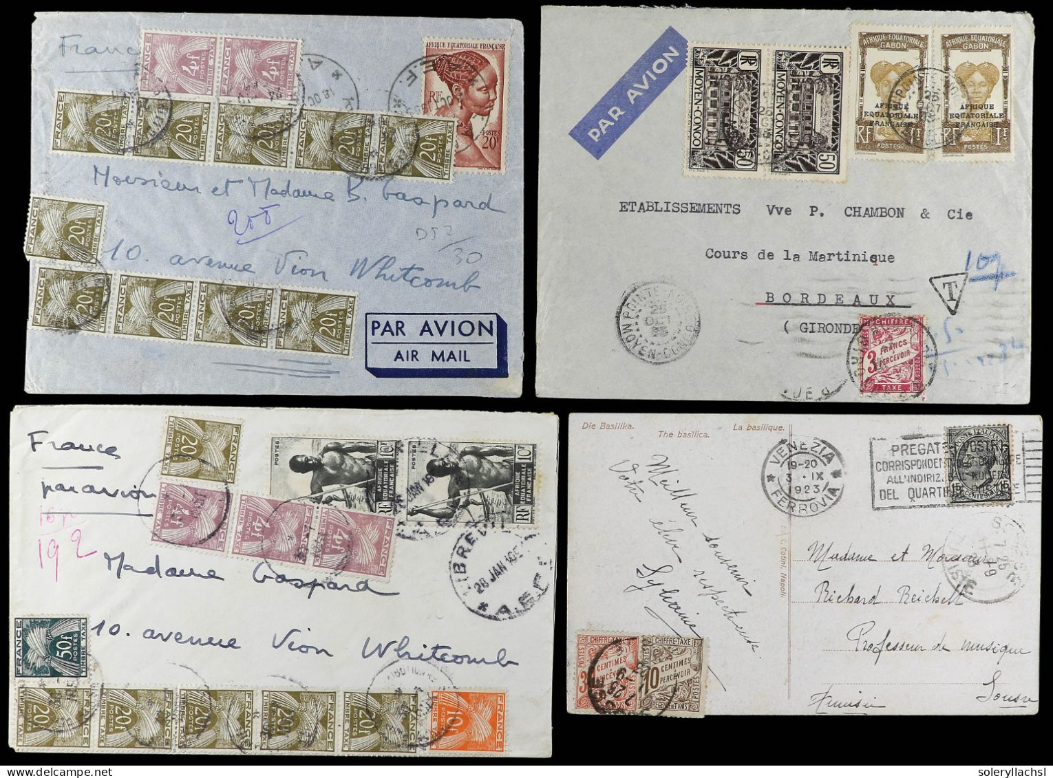 FRANCIA. 1910-50. FRENCH COLONIES. Lot Of 12 Covers With Postage Due Stamps. - Andere & Zonder Classificatie