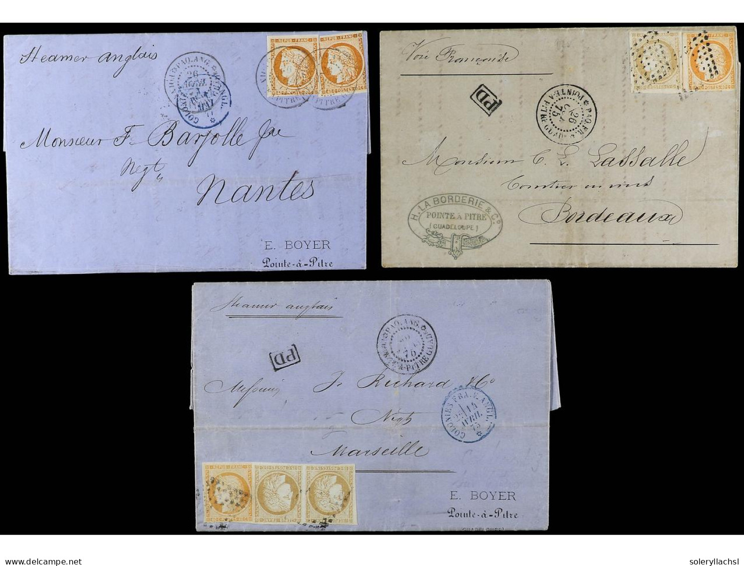 GUADALUPE. 1874-78. 5 Covers With Diverse Frankings. - Autres & Non Classés