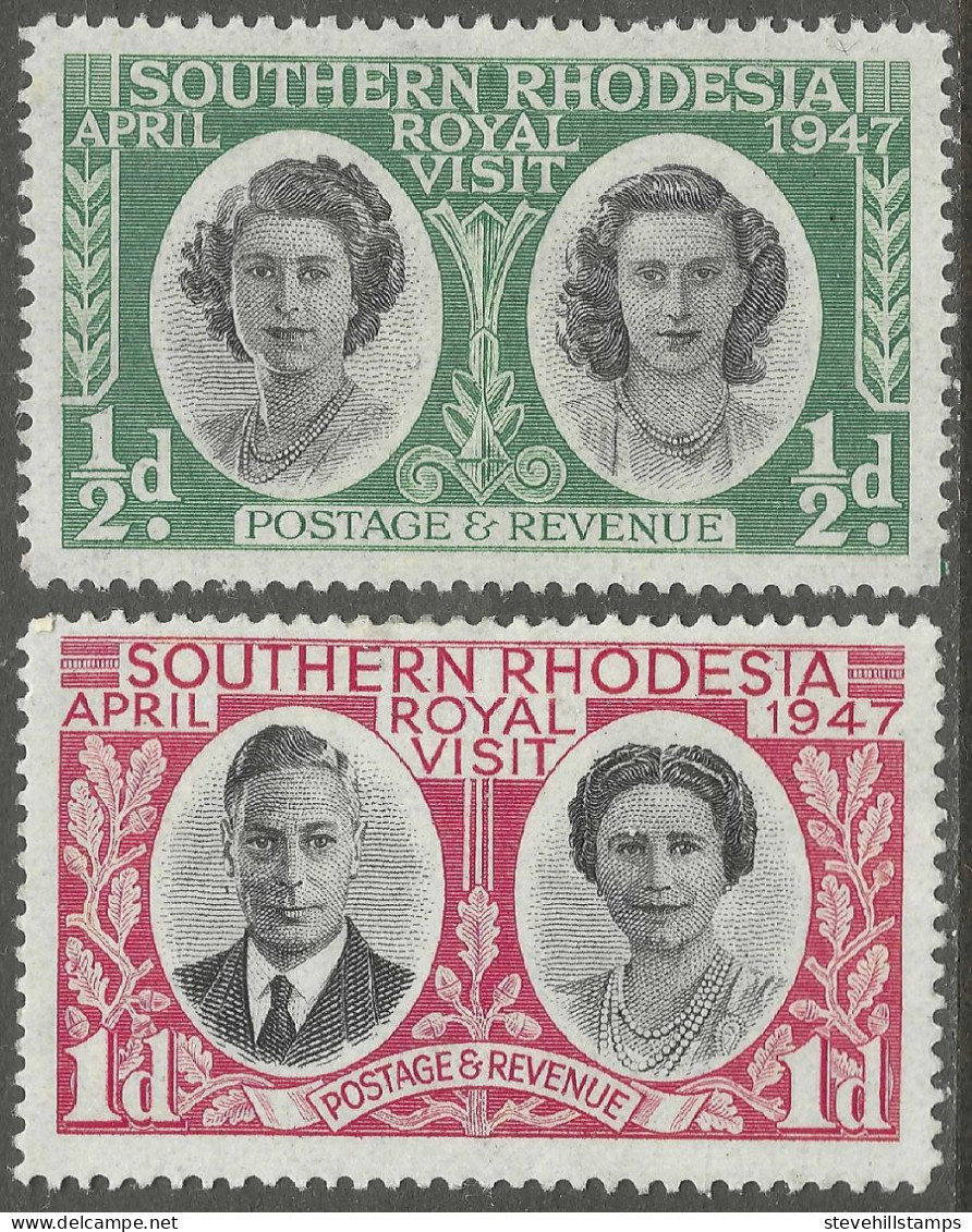 Southern Rhodesia. 1947 Royal Visit. MH Complete Set. SG 62-63 - Southern Rhodesia (...-1964)