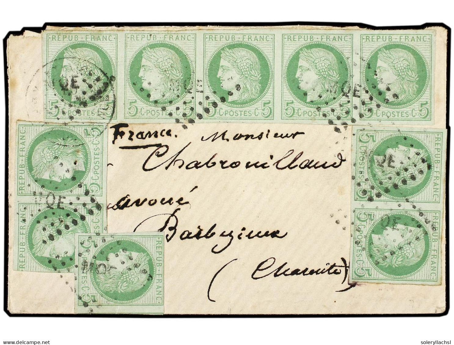 MARTINICA. 1876 (June). Cover To FRANCE Franked By Unusual Usage Of General Issues Ceres 1872-77 5c. Green On Greenish-s - Autres & Non Classés