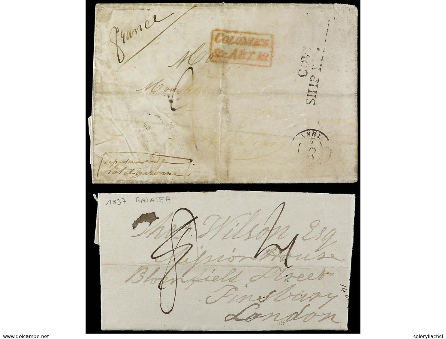 TAHITI. 1837-1844. 2 Covers With Text From RAIATE And PAPETE To London And France. - Autres & Non Classés