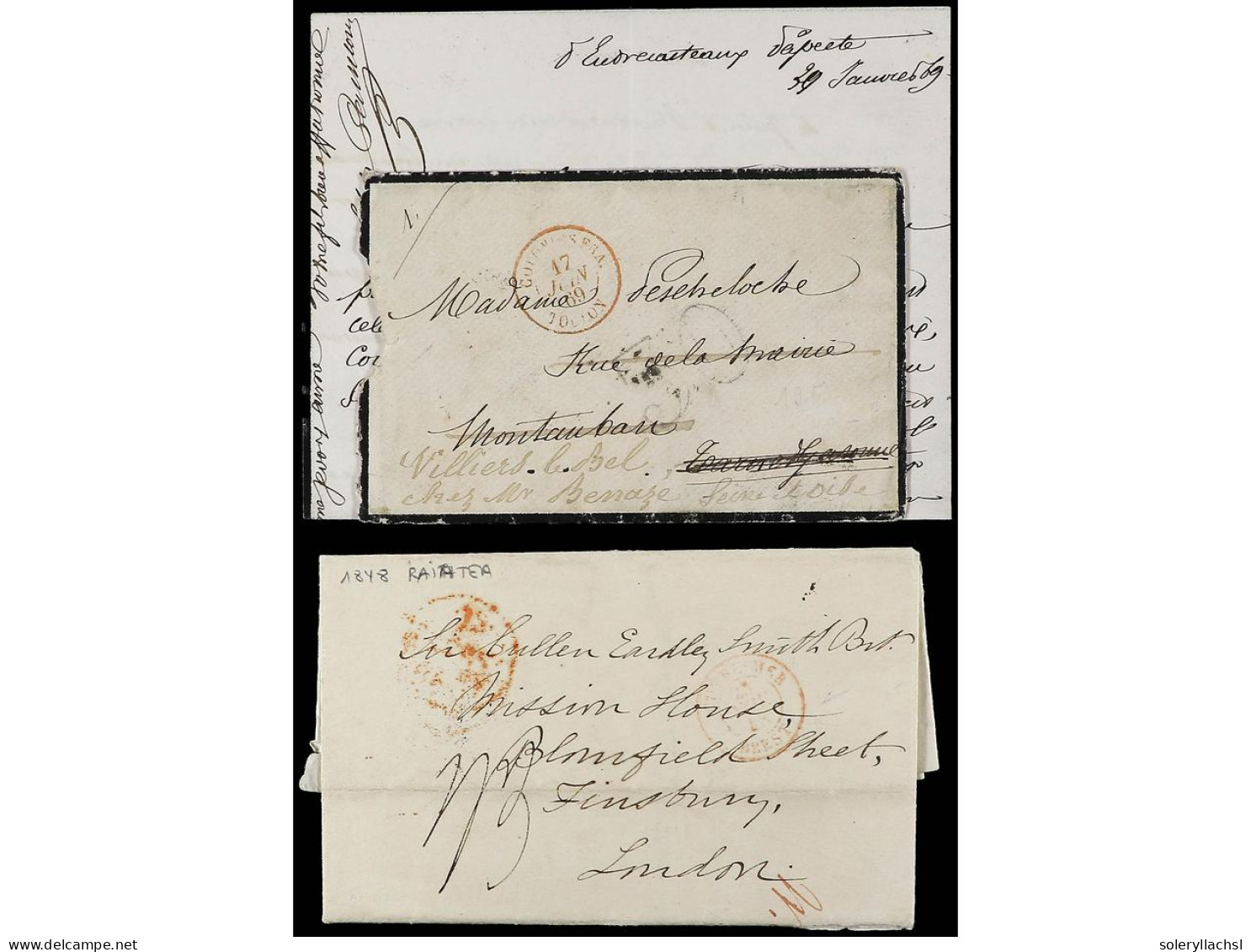 TAHITI. 1848-69. 2 Covers From RAIATEA And PAPEETE. - Sonstige & Ohne Zuordnung