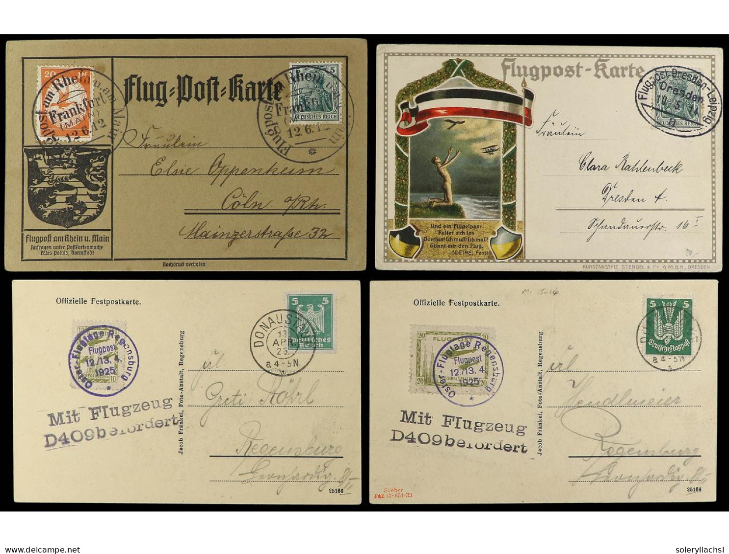 ALEMANIA. 1912-25. 6 Airmail Covers And Cards. - Other & Unclassified