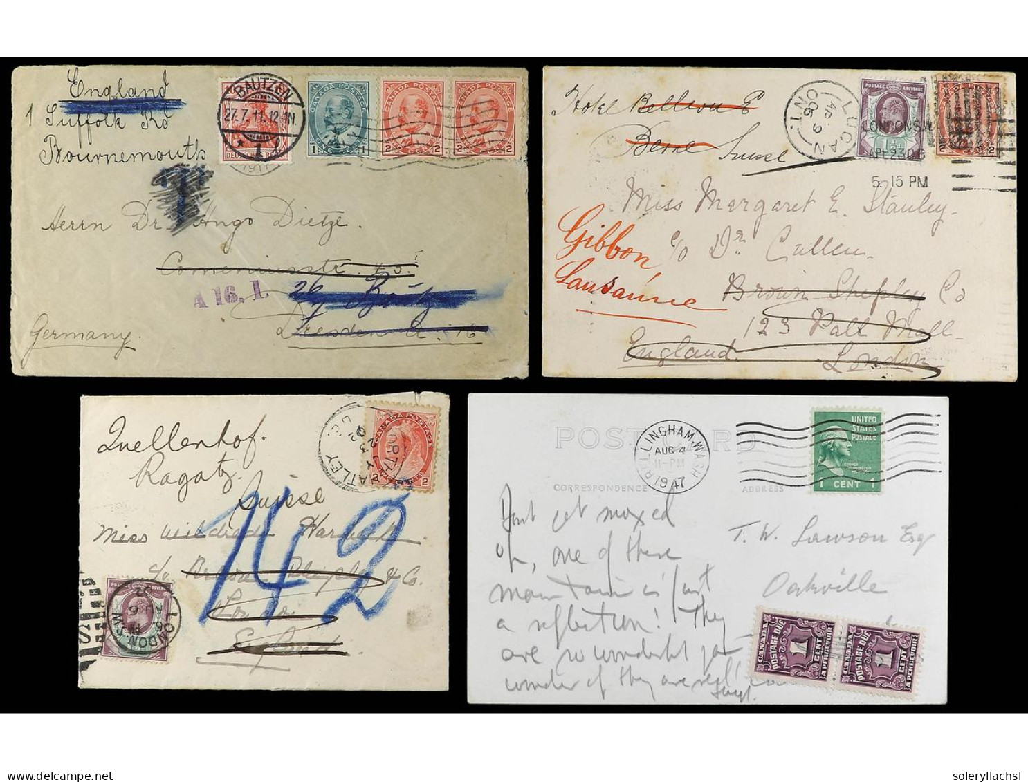 CANADA. 1900-1940. Lot Of 15 Covers Redirected Mail And Postage Due. - Andere & Zonder Classificatie