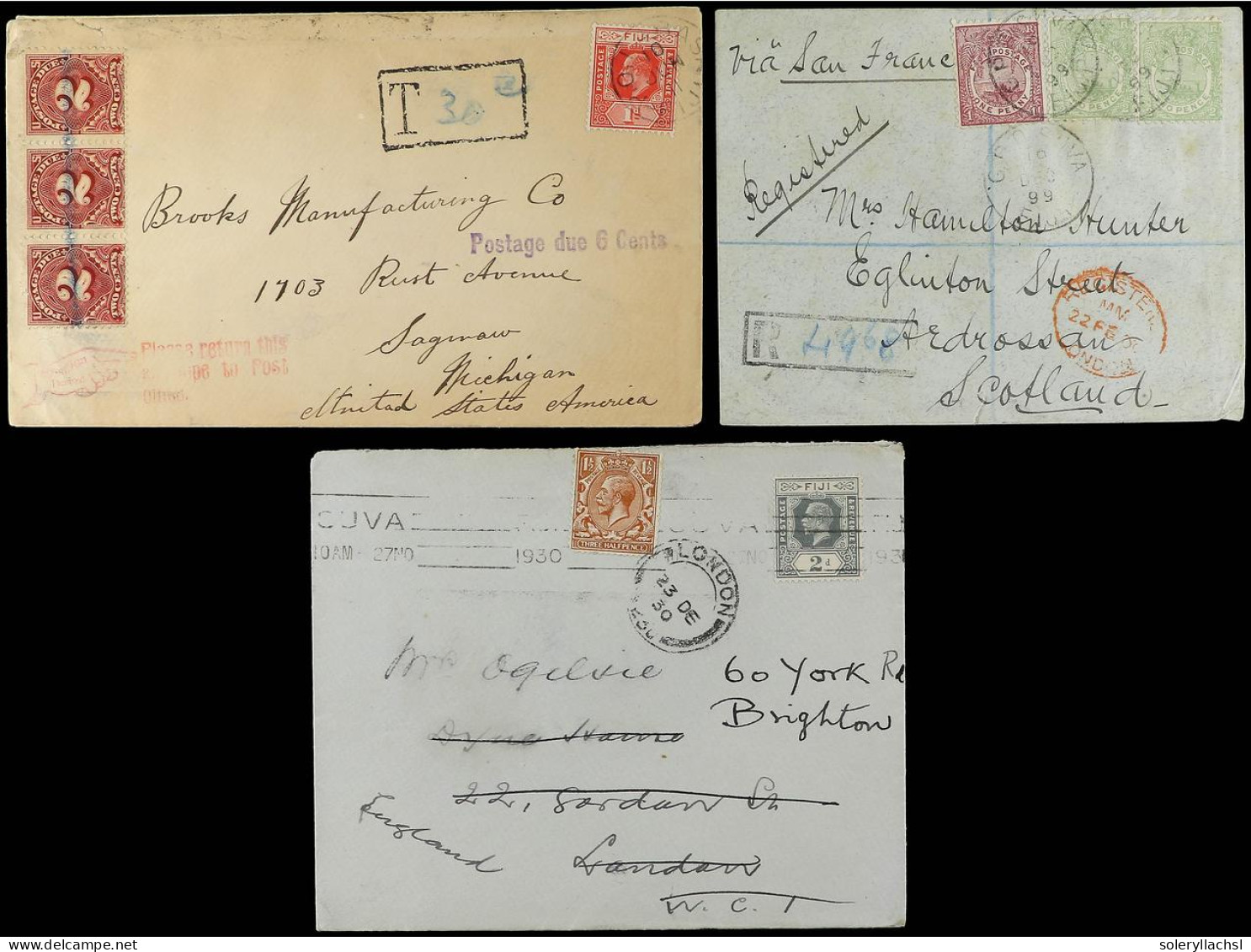 FIJI. 1899-1930. 3 Covers With Diverse Frankings. - Andere & Zonder Classificatie