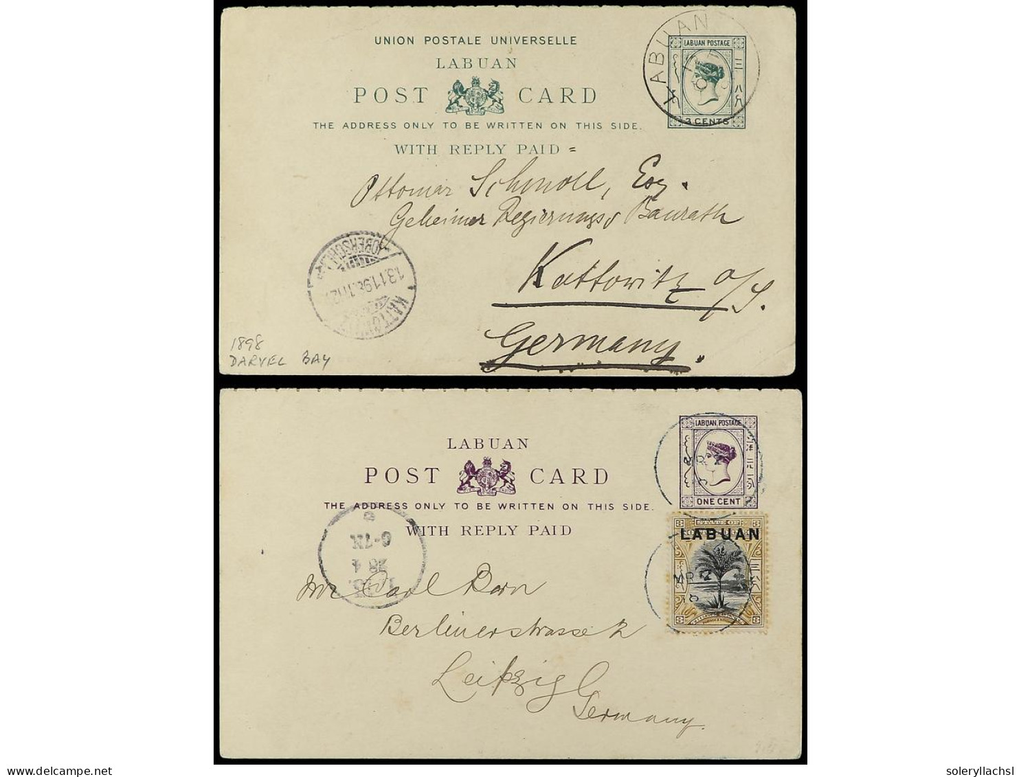 LABUAN. 1894-98. 2 Postal Stationary Cards. - Otros & Sin Clasificación