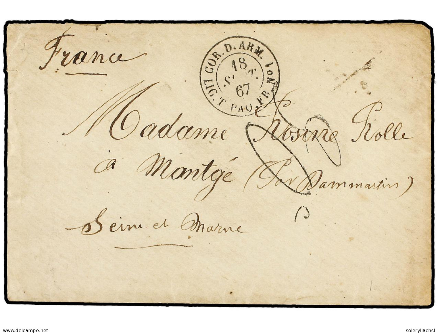 MAURICIO. 1867 (Sept. 18). Cover And Complete Contents Written From PORT LOUIS, MAURICE, (ANCIENNE FORT DE FRANCE), Sent - Andere & Zonder Classificatie