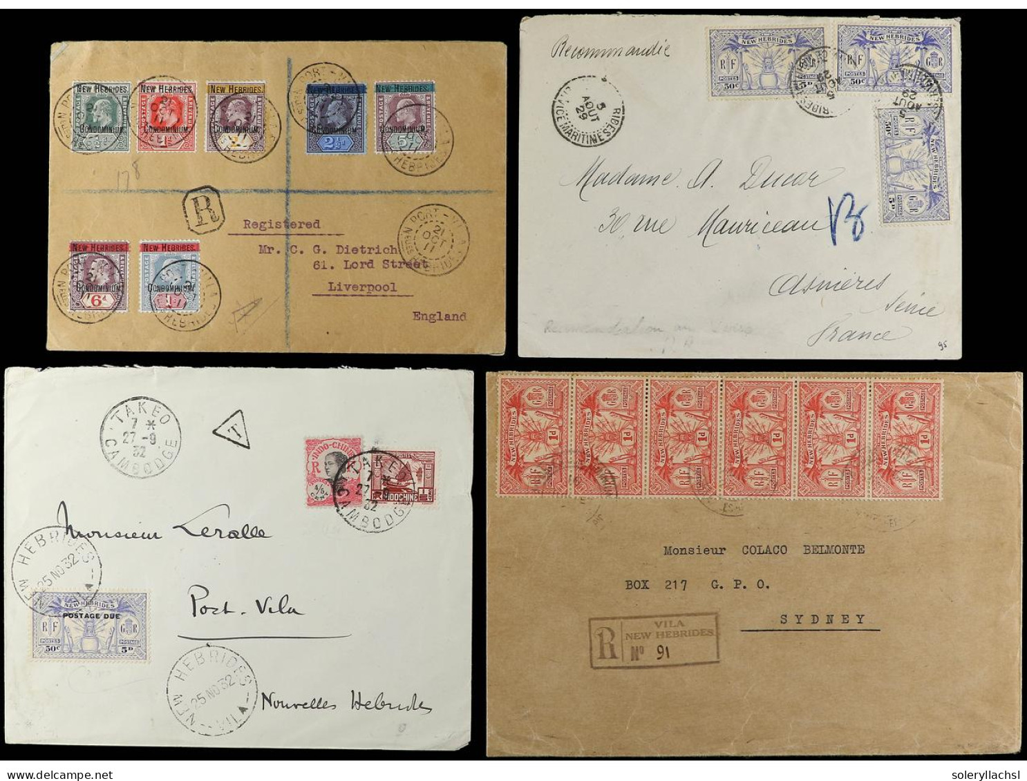 NUEVAS HEBRIDAS. 1911-1932. Lot Of 6 Covers With Diverse Frankings. - Sonstige & Ohne Zuordnung