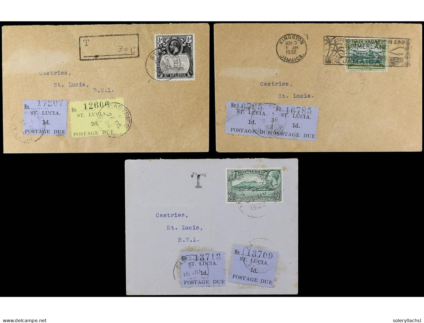 SANTA LUCIA. 1905-32. Lot Of 5 Covers, Two Of Them With Postage Due Stamps. - Andere & Zonder Classificatie