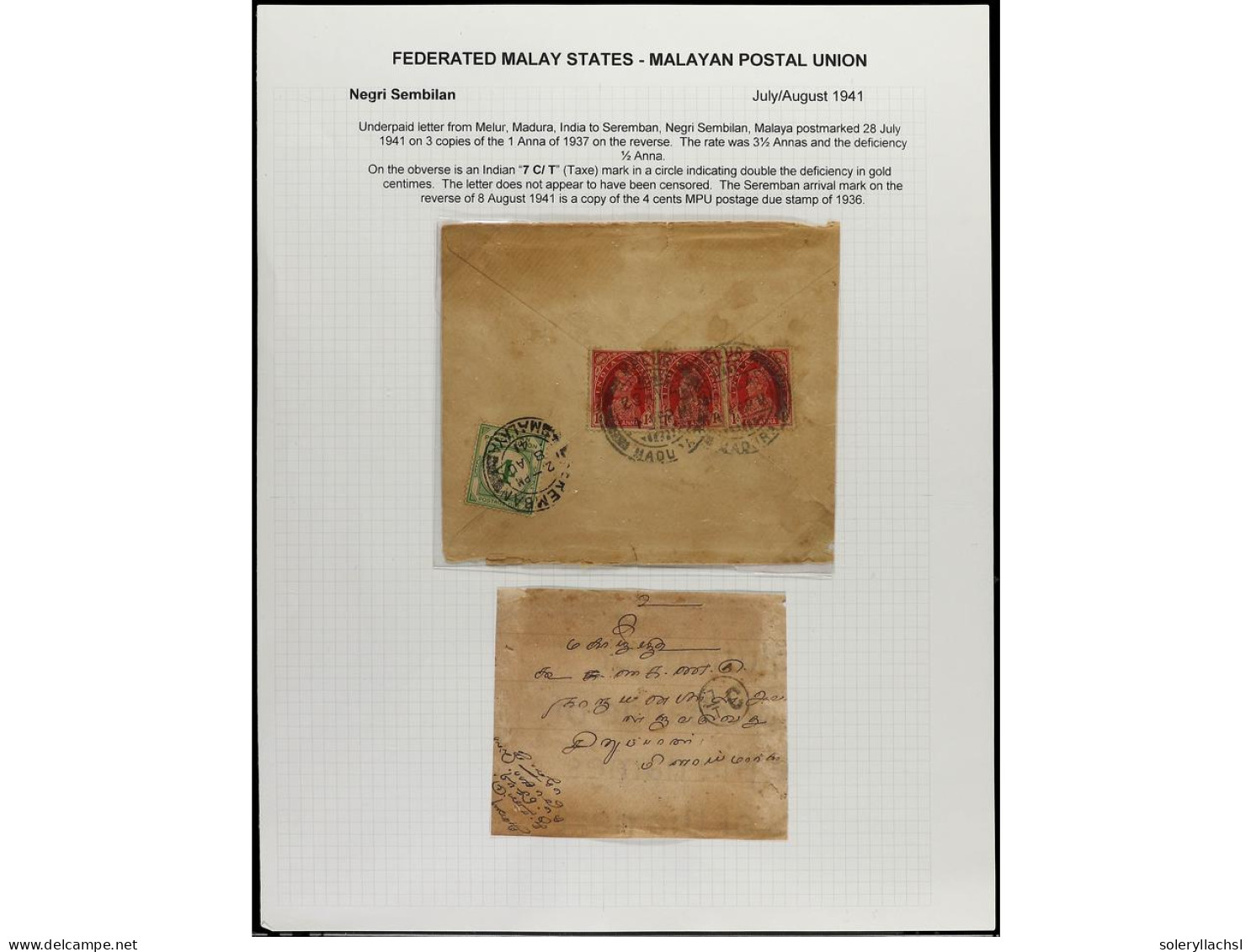 STRAITS SETTLEMENTS. 1900-1940. MALAYA. Collection On 42 Covers With POSTAGE DUE Mark And Stamps. - Autres & Non Classés