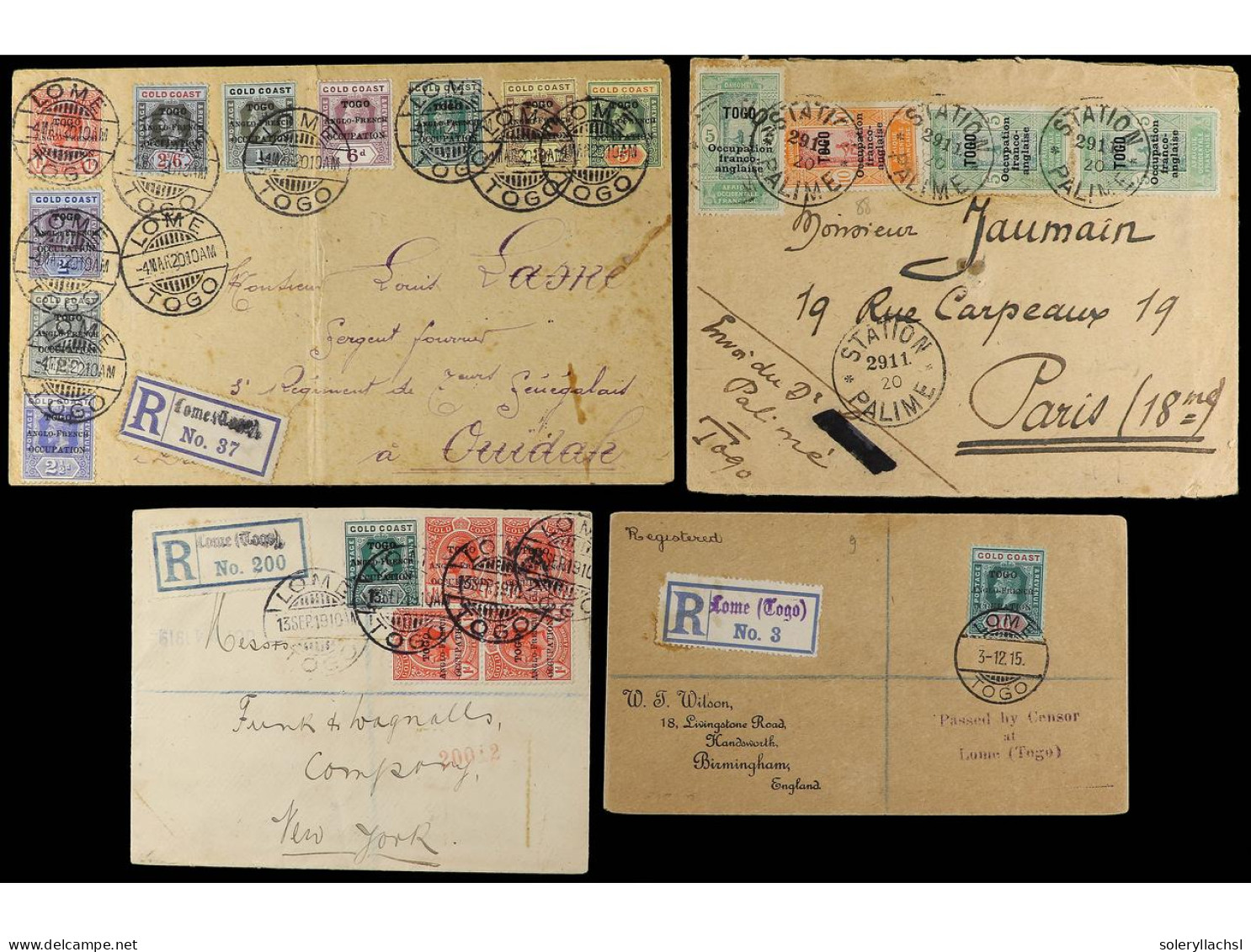 TOGO. 1915-20. Anglo-French Occupation. 4 Covers. - Sonstige & Ohne Zuordnung