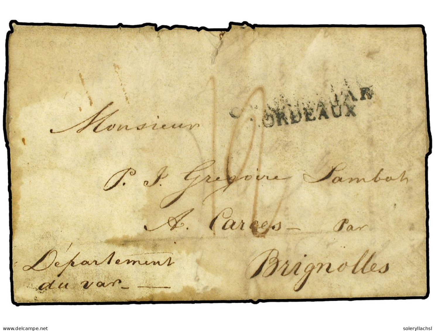 TRINIDAD. 1806 (Aug 8). FRENCH OCCUPATION. Entire Letter From TRINIDAD During The Napoleonic Wars To BRIGNOLLES, France  - Other & Unclassified