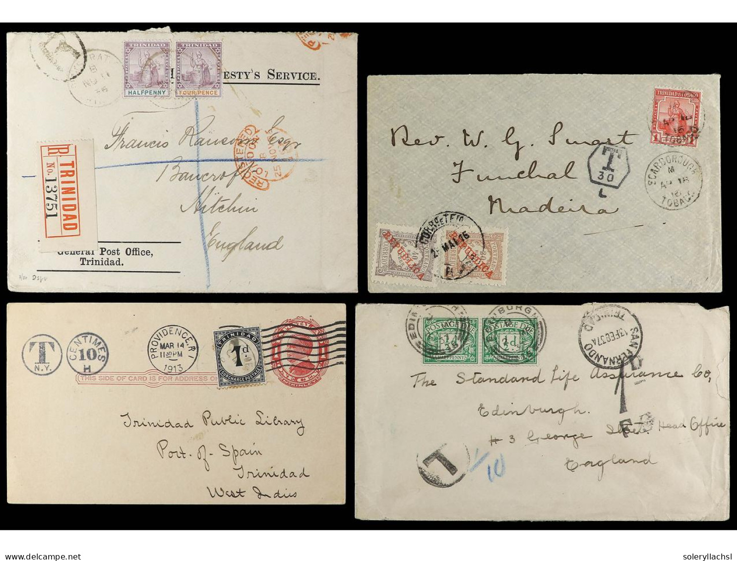 TRINIDAD. 1896-1937. 4 Covers, Diverse Frankings. - Other & Unclassified