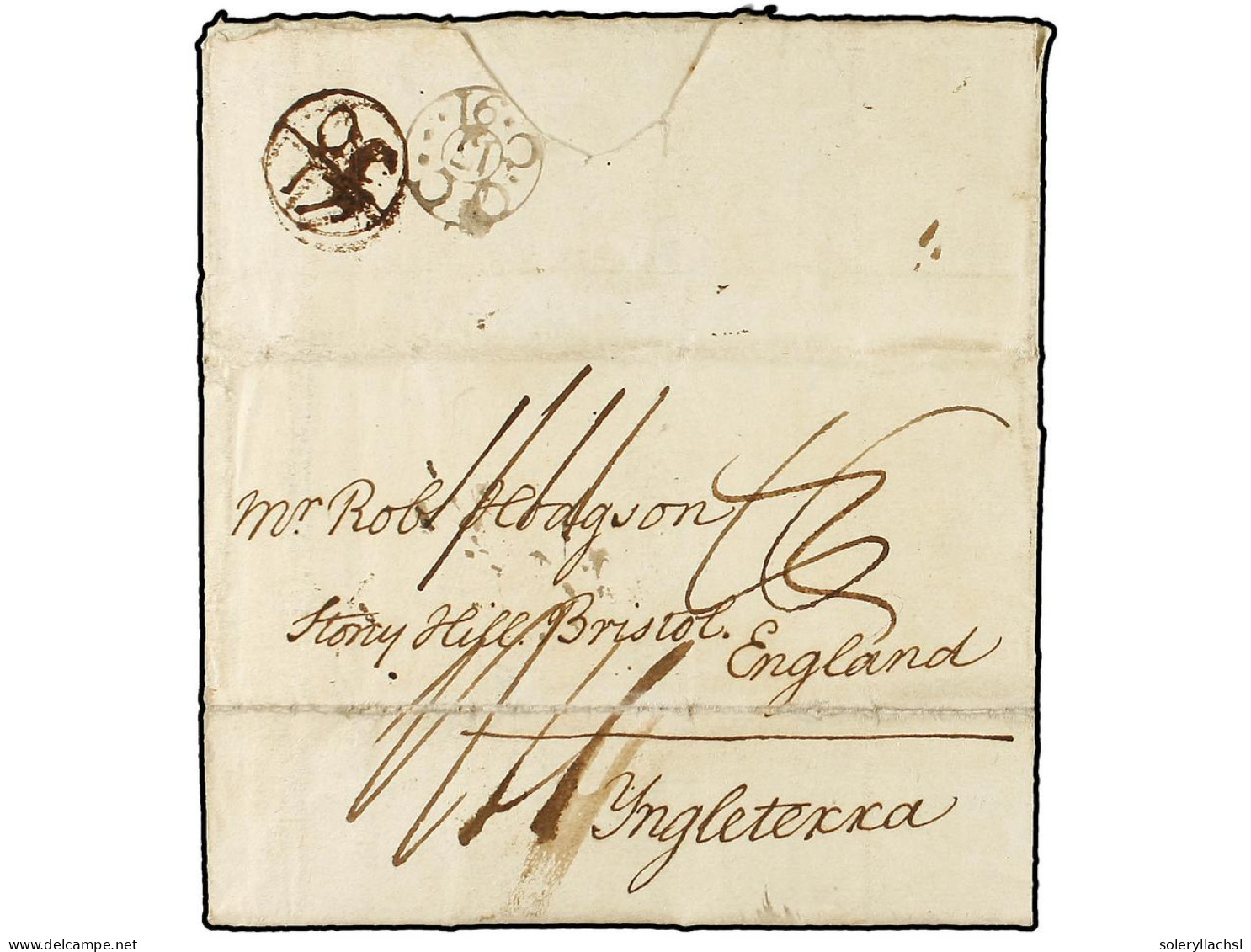 GUATEMALA. 1791 (2 Junio). GUATEMALA A INGLATERRA. Circulada Via La Coruña, Bordeaux Y Londres. Tasada Con 16 Sous En Fr - Andere & Zonder Classificatie