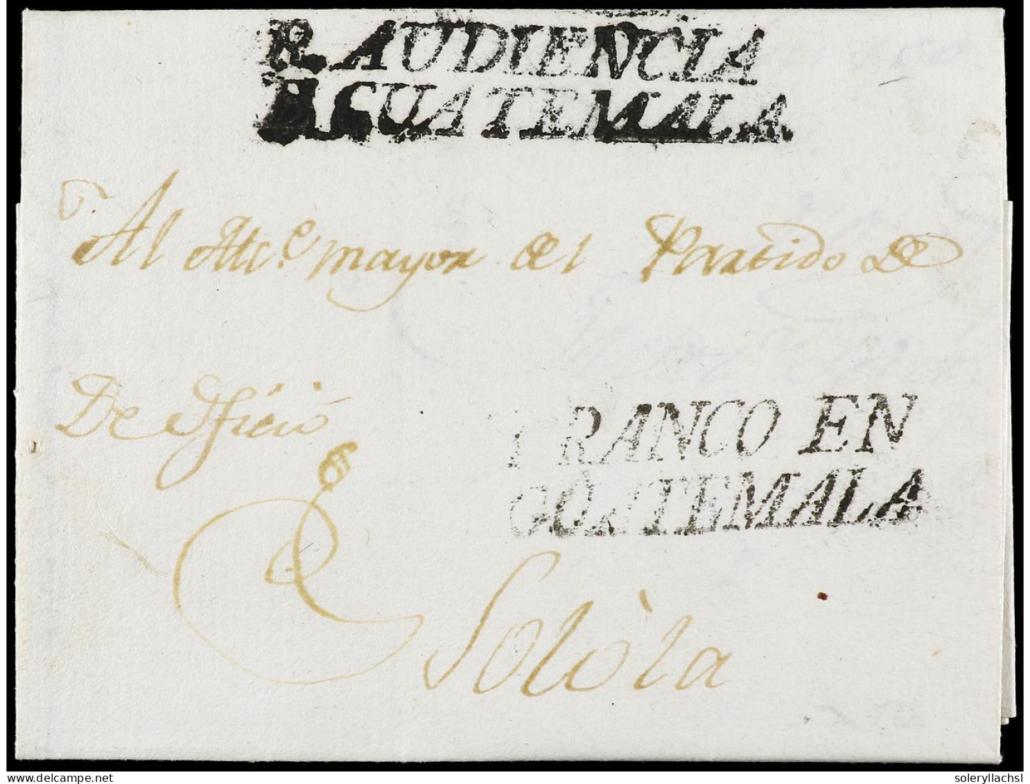 GUATEMALA. 1814 (16 Septiembre). Envuelta Circulada A GUATEMALA. Marcas FRANCO EN/GUATEMALA Y R. AUDIENCIA/D. GUATEMALA  - Autres & Non Classés