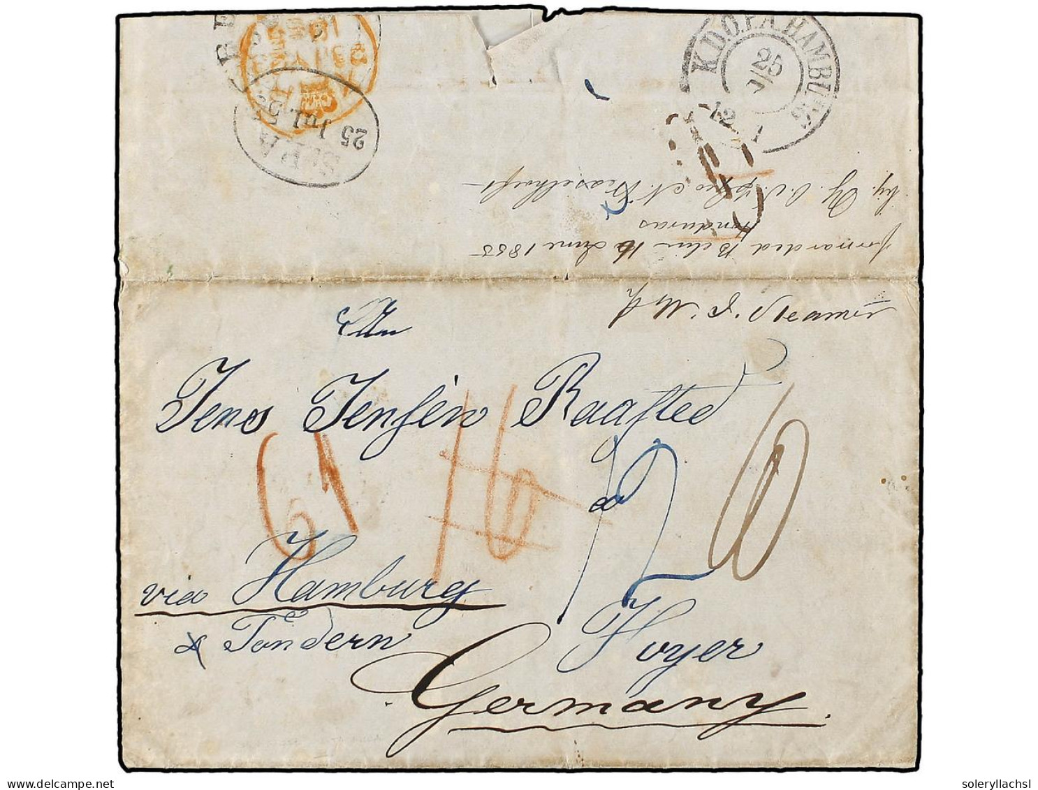 GUATEMALA. 1855 (May 15). Entire Letter Written From SAN JOSE (Guatemala, Port Of The Pacific Coast) Sent Unpaid To HOYE - Andere & Zonder Classificatie
