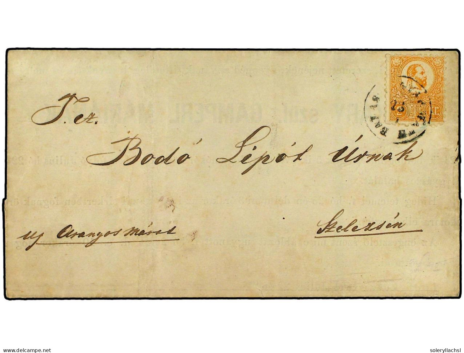 HUNGRIA. 1871 (July). Entire Death Notice Used To SZELEZSIN Franked By Fine Lithographed 1871 2 Kr. Dull Orange Yellow T - Autres & Non Classés