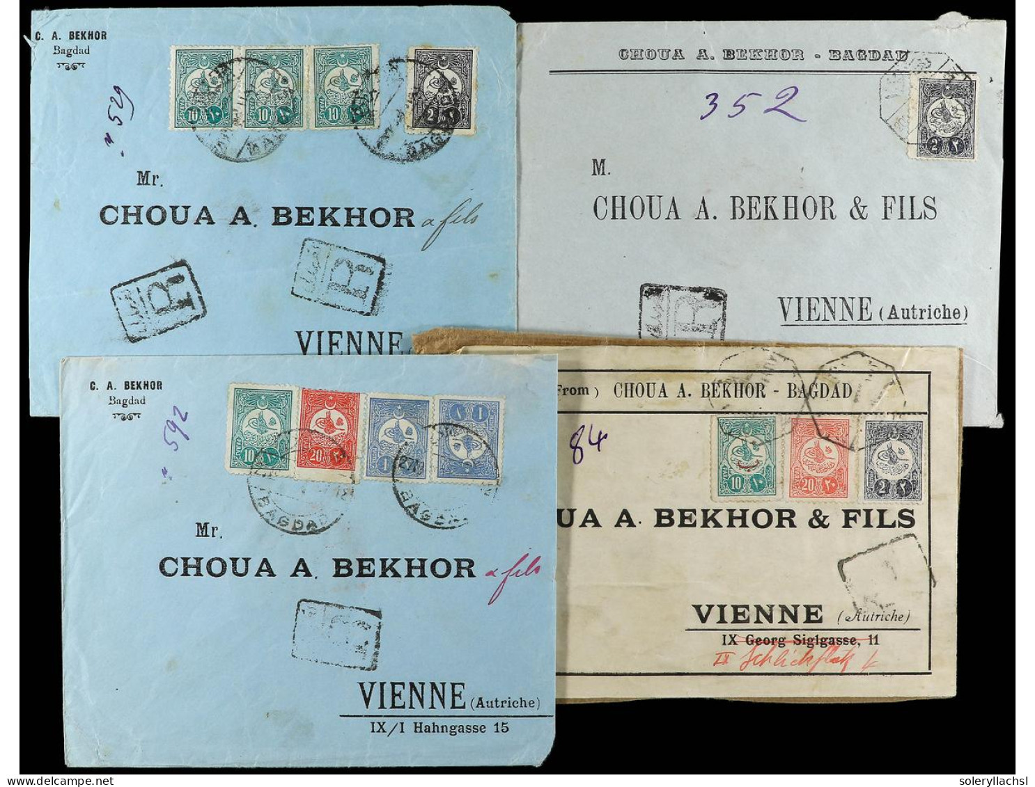 IRAK. 1910-20. 4 Covers With Turkish Stamps. - Autres & Non Classés