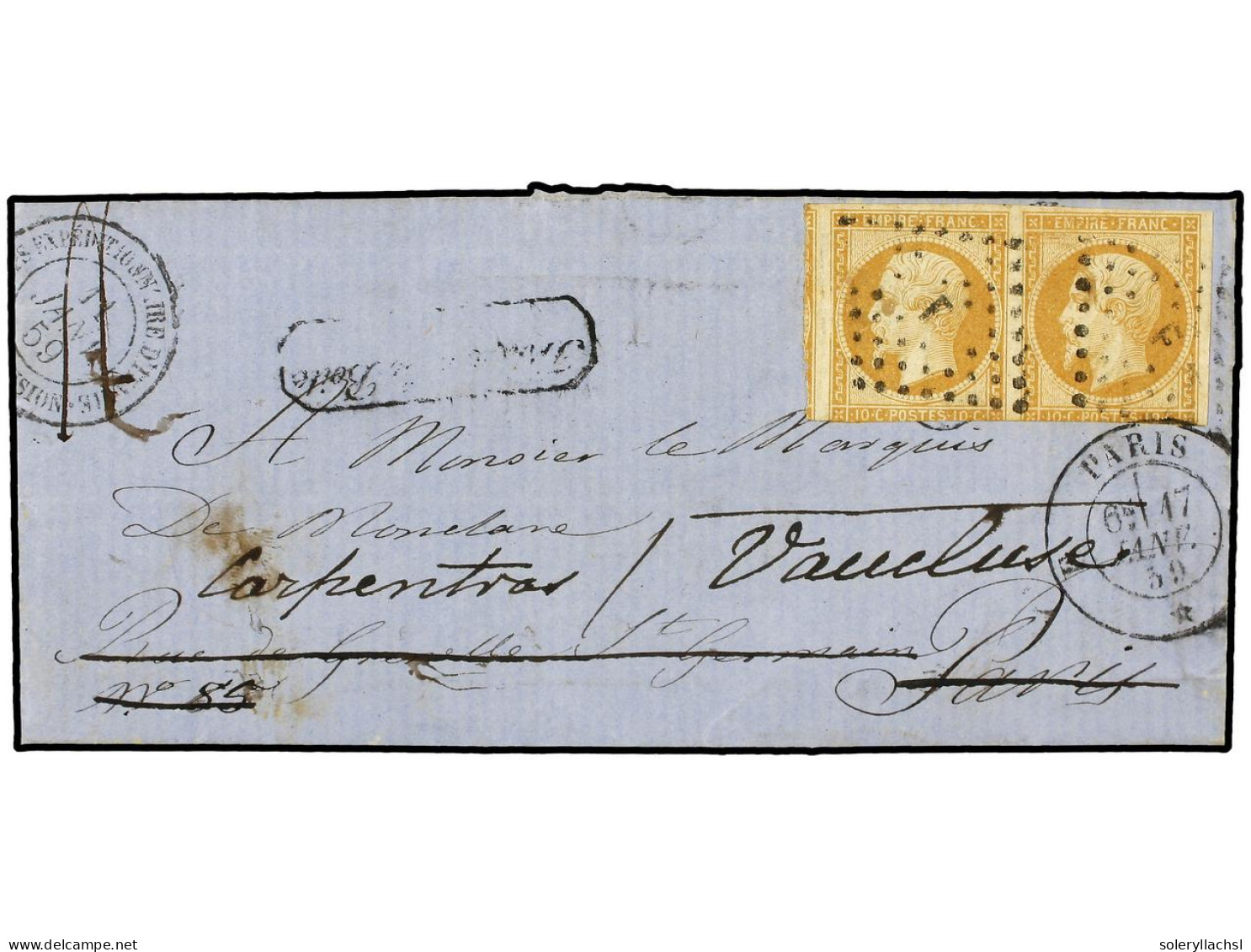 ITALIA. 1859 (Jan 11). Entire Letter Written From French Soldier In ROME To PARIS With Divisional Datestamp At Left Scor - Other & Unclassified