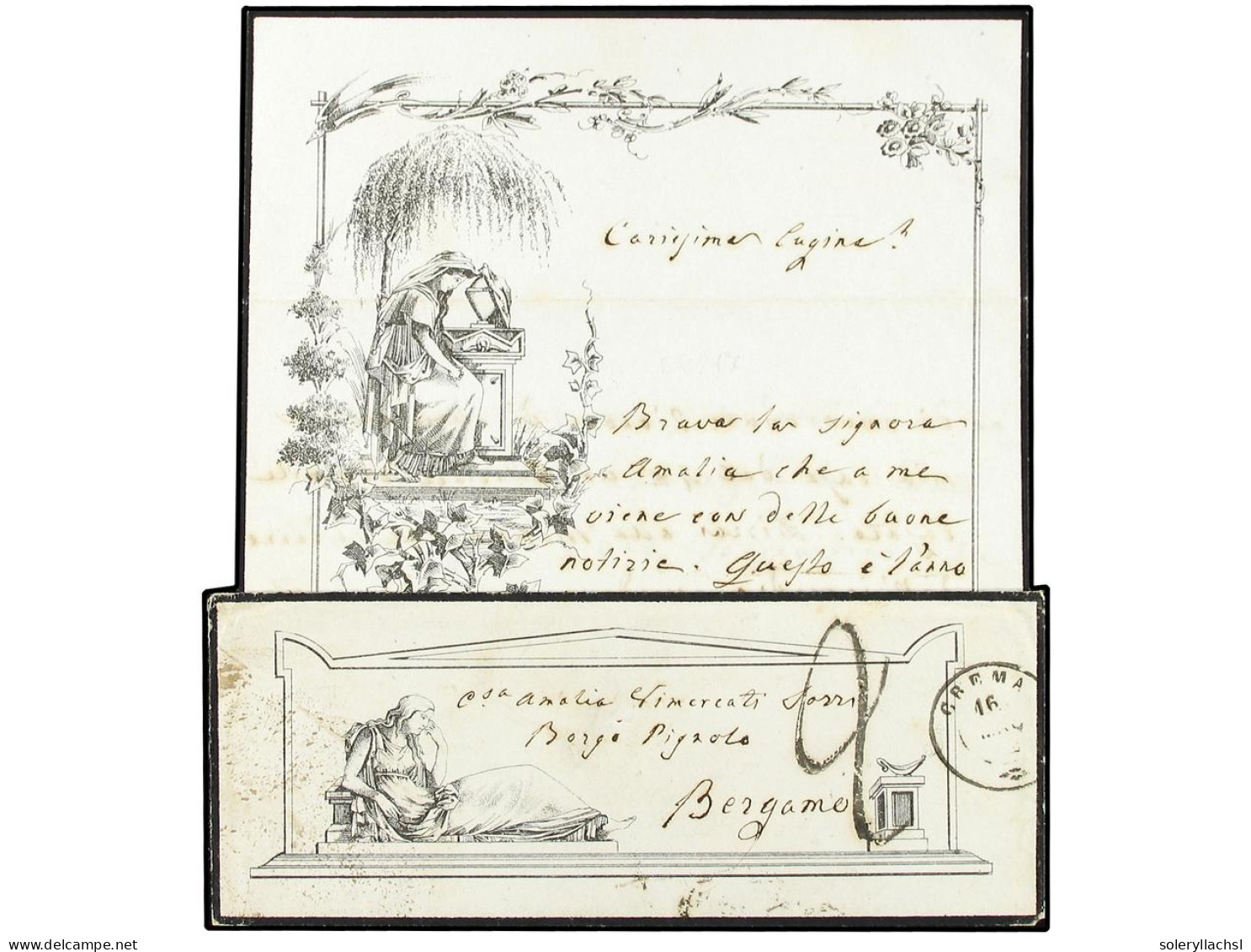 ITALIA. 1862. Illustrated Envelope (also Printed On Reverse With Two 'Skull & Crossbons' Motif) And Complete Original Co - Andere & Zonder Classificatie