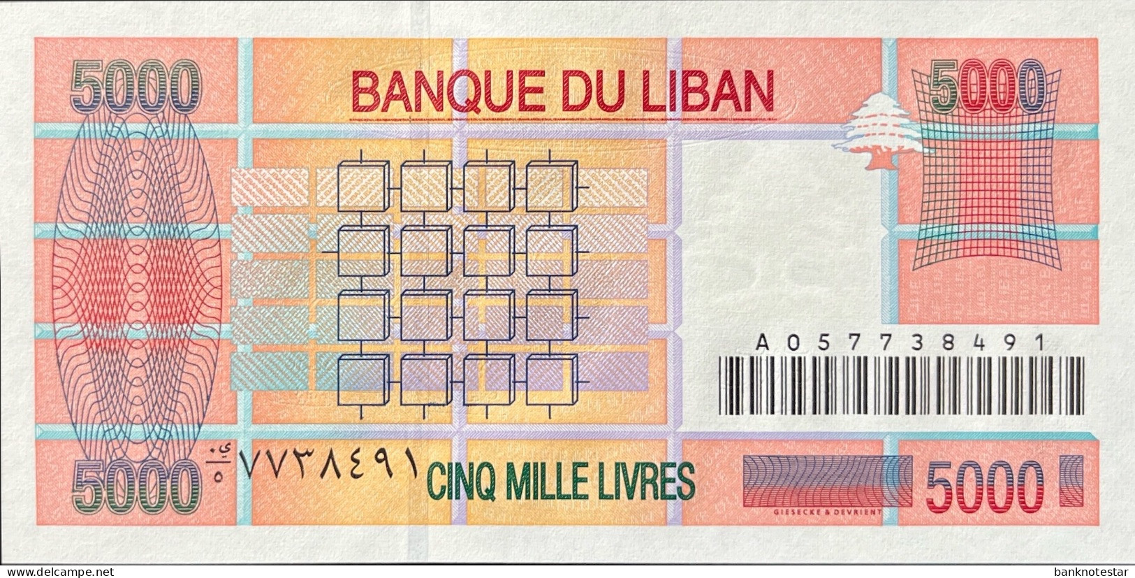 Lebanon 5.000 Livres, P-79 (2001) - UNC - Liban