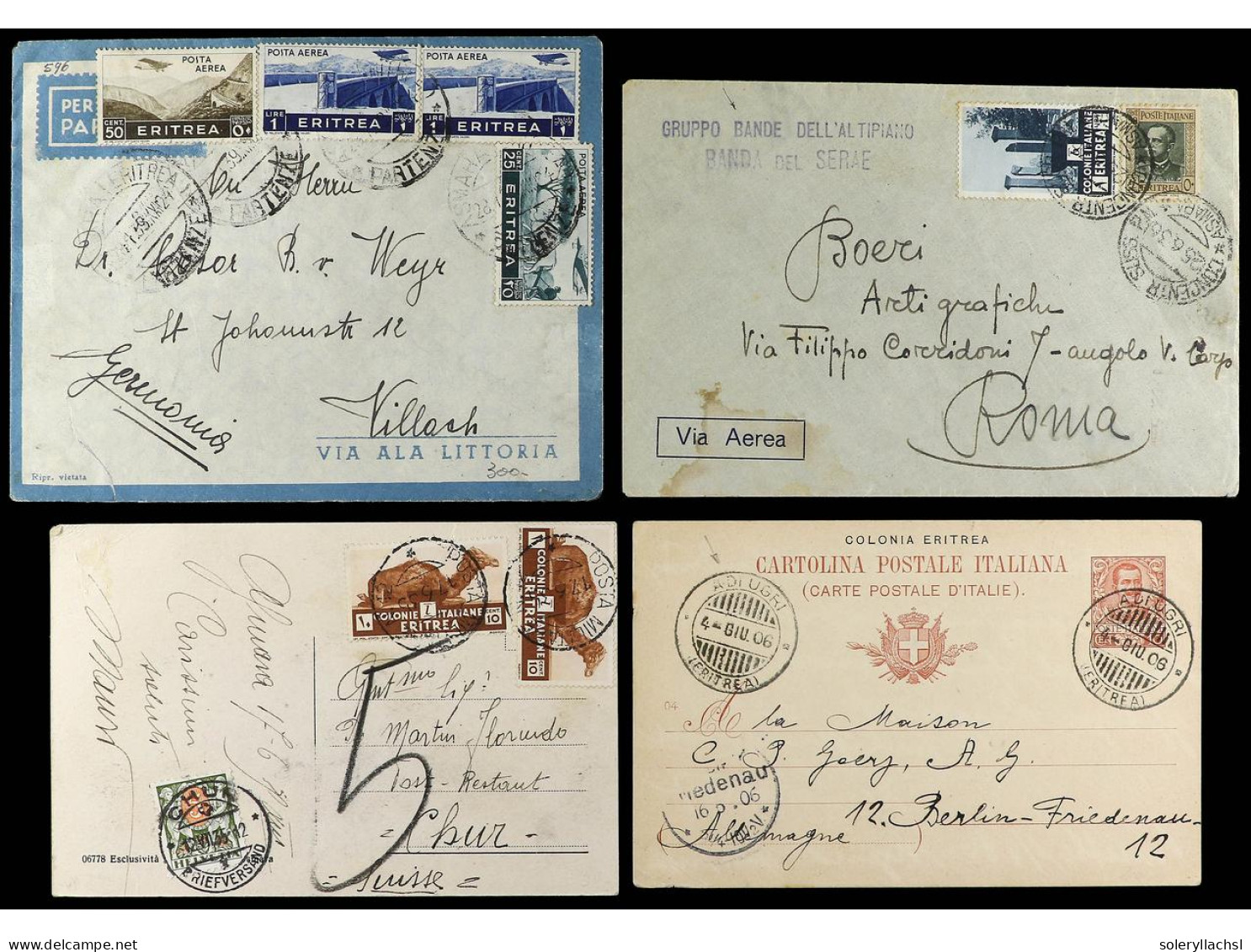 ERITREA. 1900-1940. 12 Covers, Diverse Frankings, Most Of Them Air Mail Covers. - Andere & Zonder Classificatie