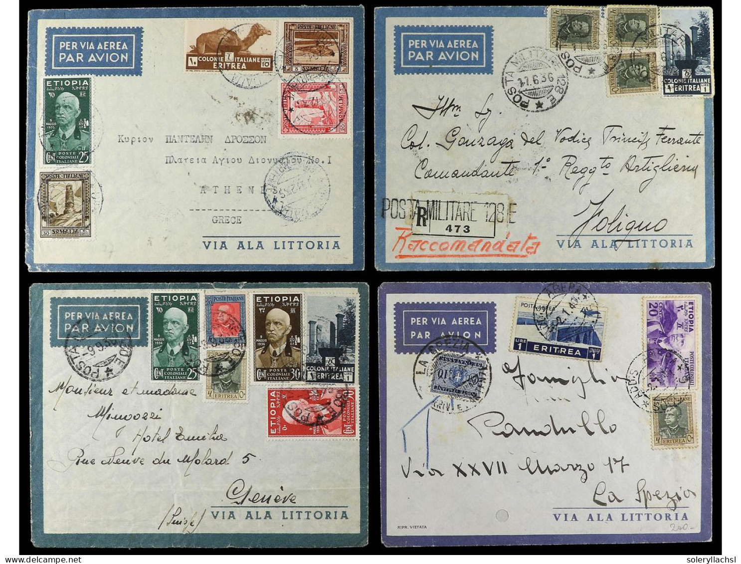 ETIOPIA. 1936-38. 7 Covers, Diverse Frankings. - Andere & Zonder Classificatie