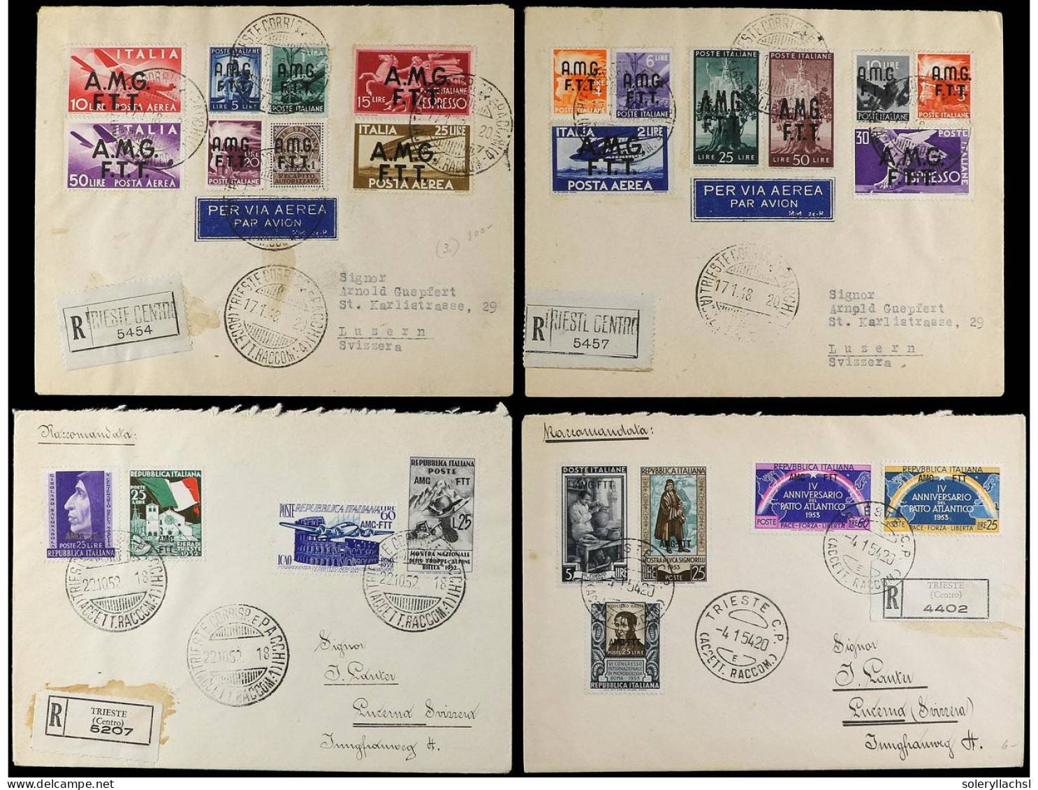 TRIESTE. 1948-54. 6 Covers, Diverse Frankings. - Sonstige & Ohne Zuordnung