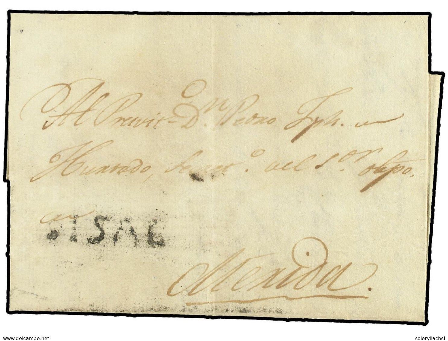 MEXICO. 1809 (11-Enero). HABANA A MÉRIDA (México). Marca SISAL En Negro Estampada En Tránsito. - Andere & Zonder Classificatie